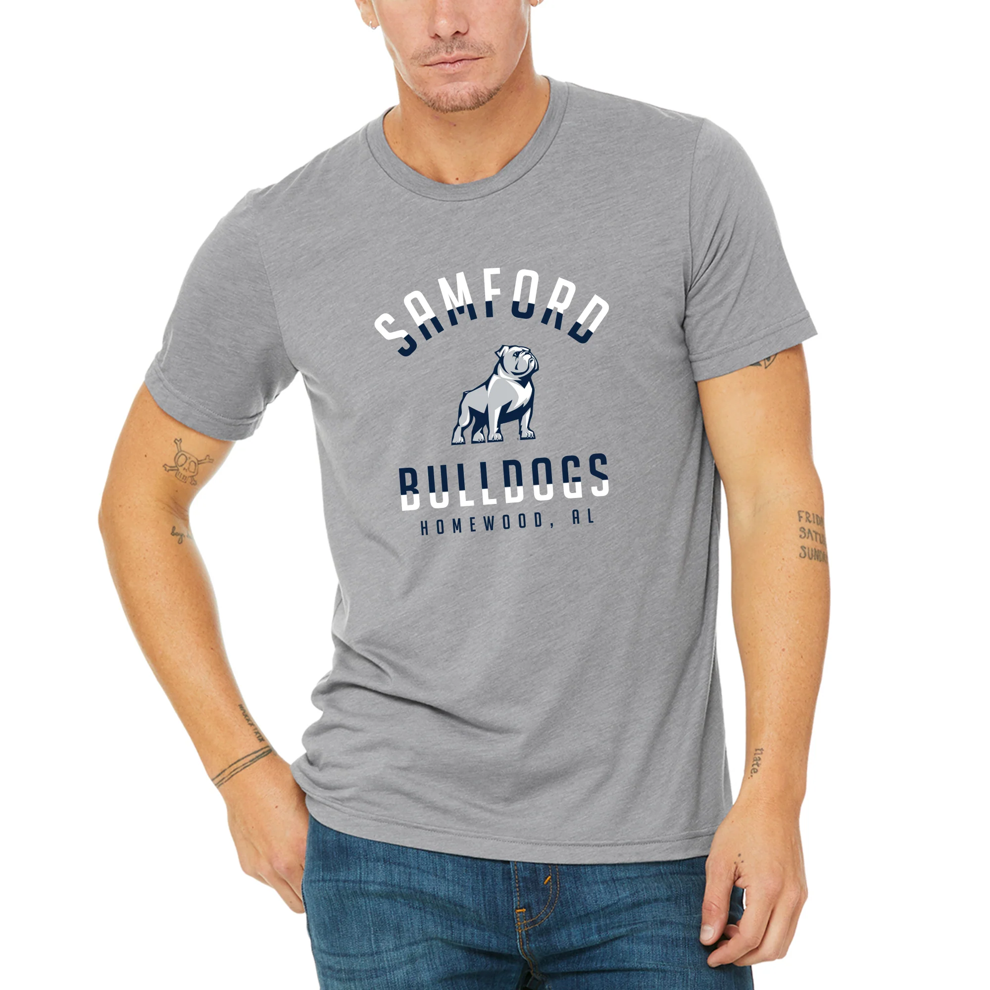 Samford Division Arch Triblend T-Shirt - Athletic Grey - Image 3