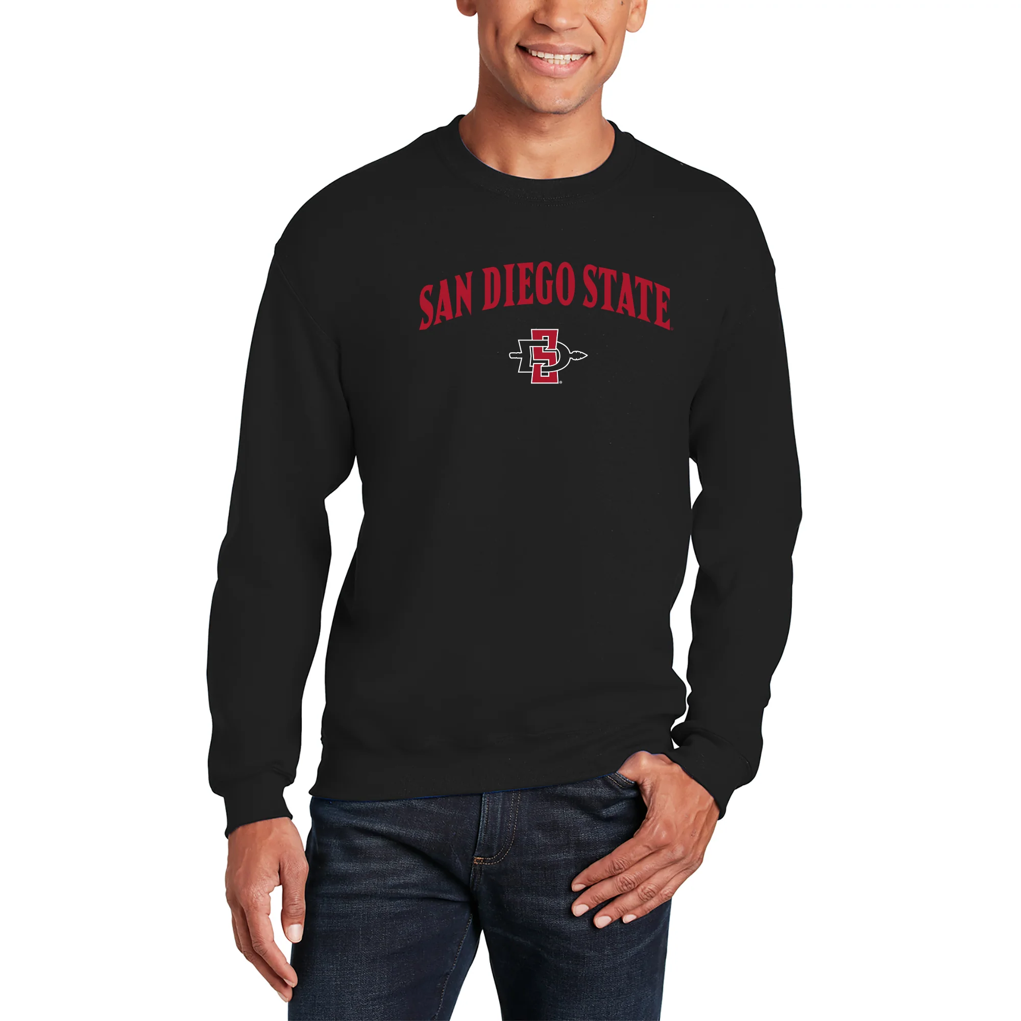 San Diego State Aztecs Arch Logo Crewneck Sweatshirt - Black - Image 3