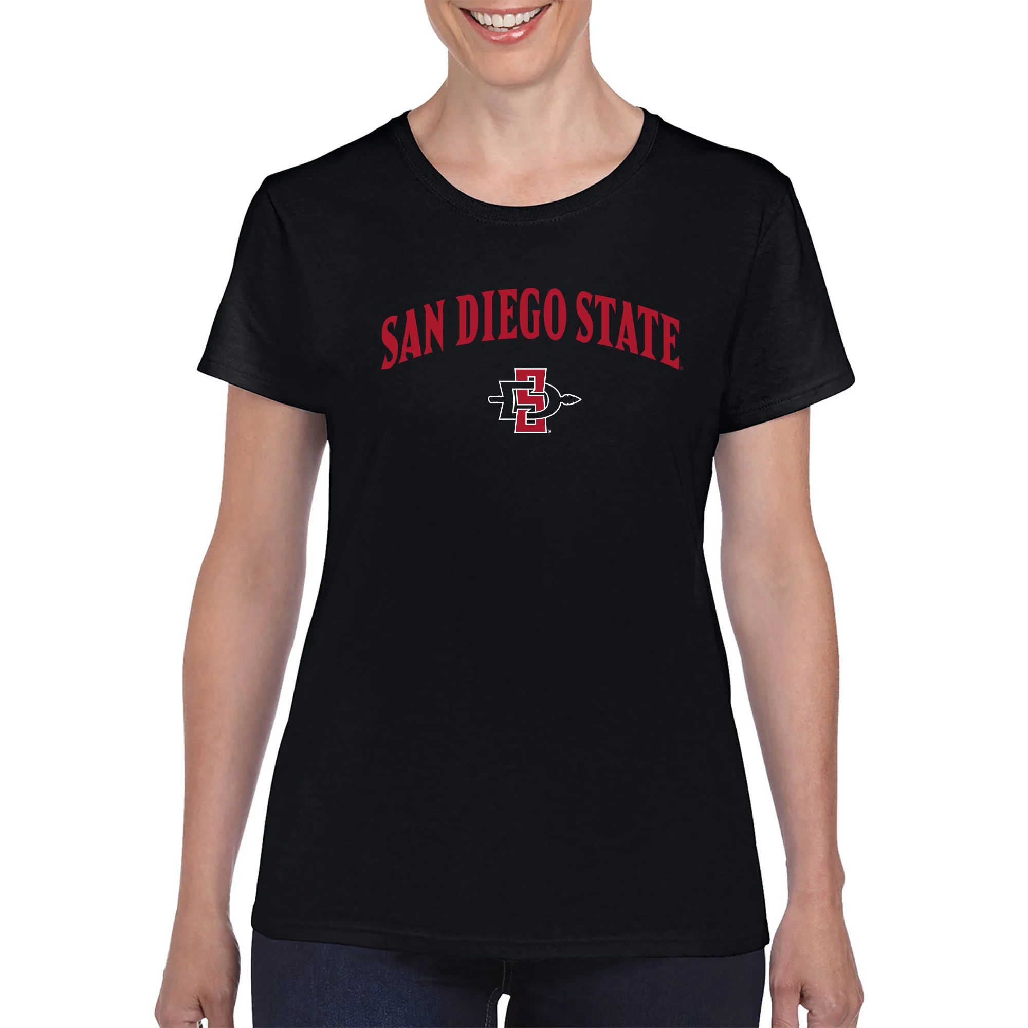 San Diego State Aztecs Arch Logo Womens T Shirt - Black - Image 3