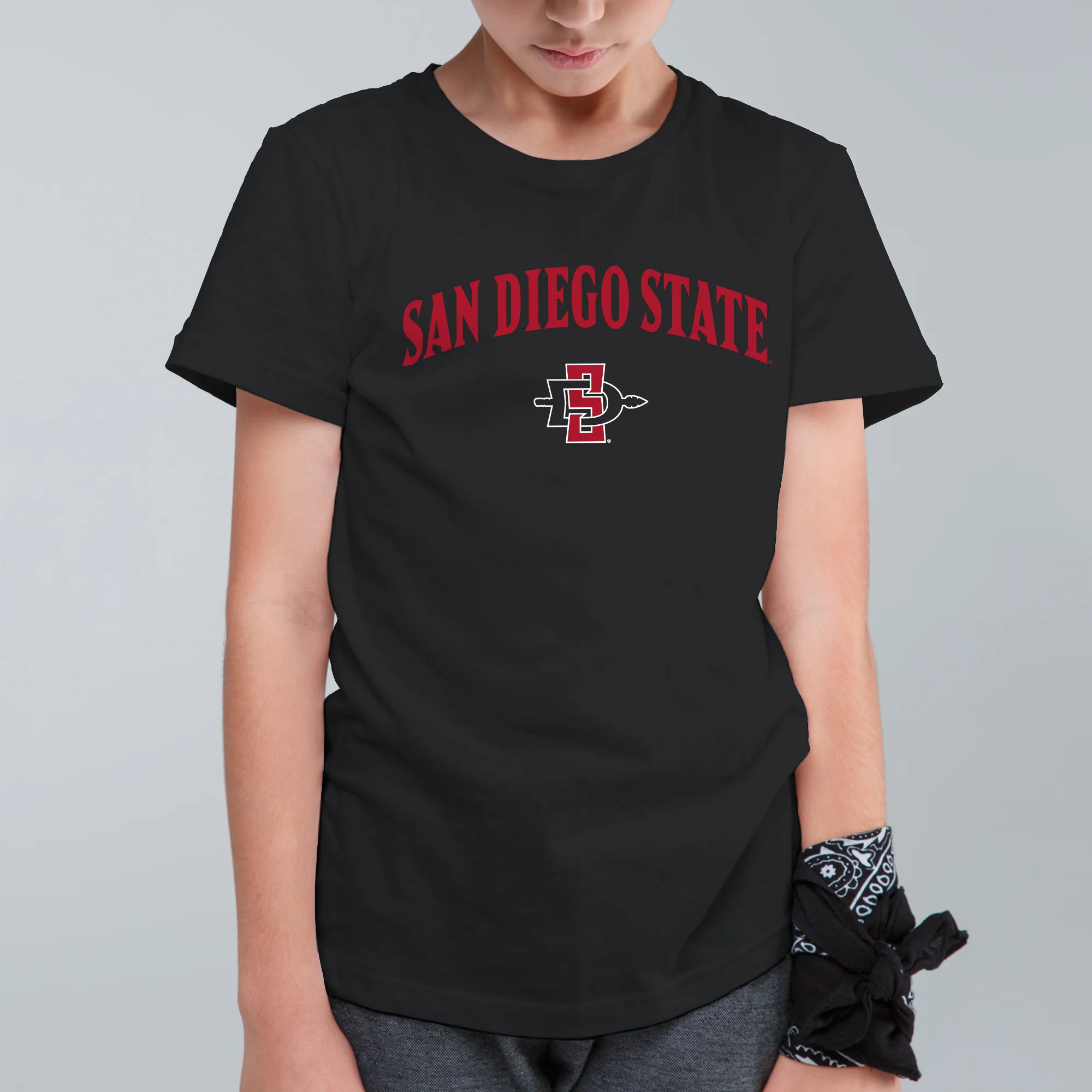 San Diego State Aztecs Arch Logo Youth T Shirt - Black - Image 3
