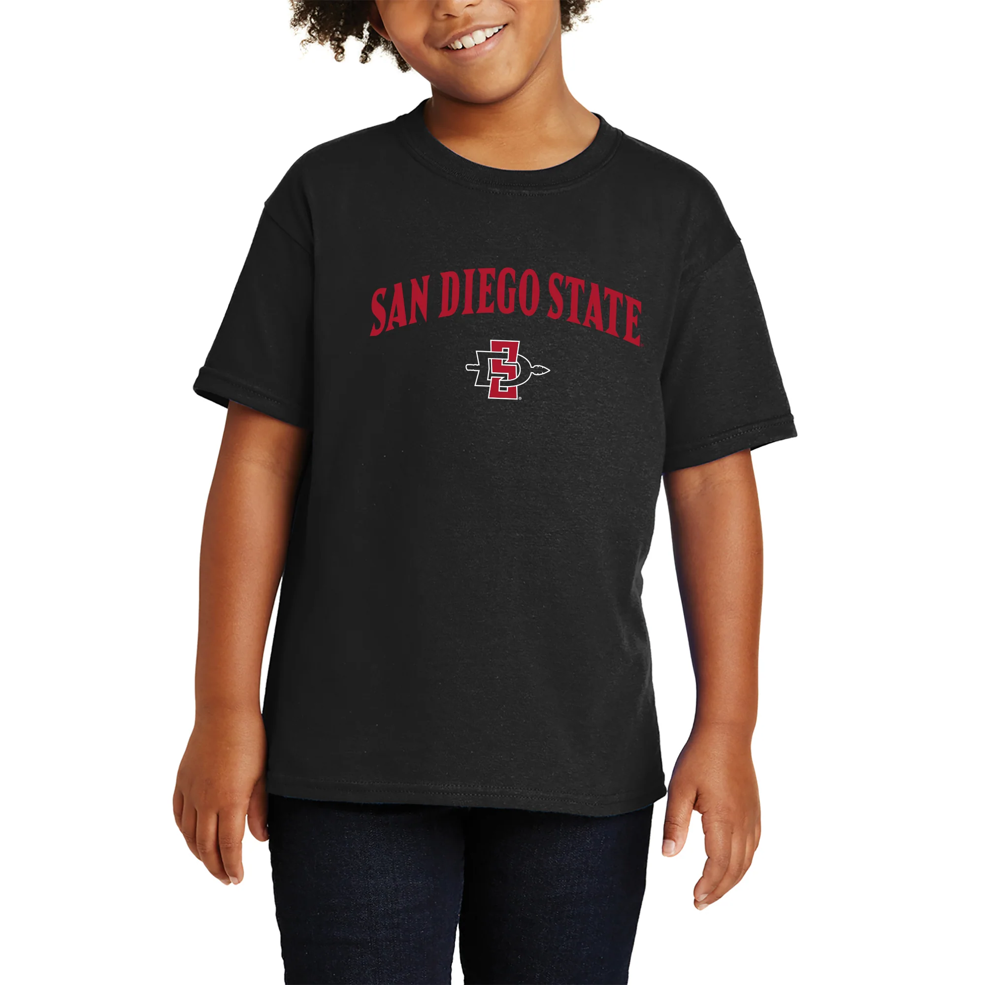 San Diego State Aztecs Arch Logo Youth T Shirt - Black - Image 4