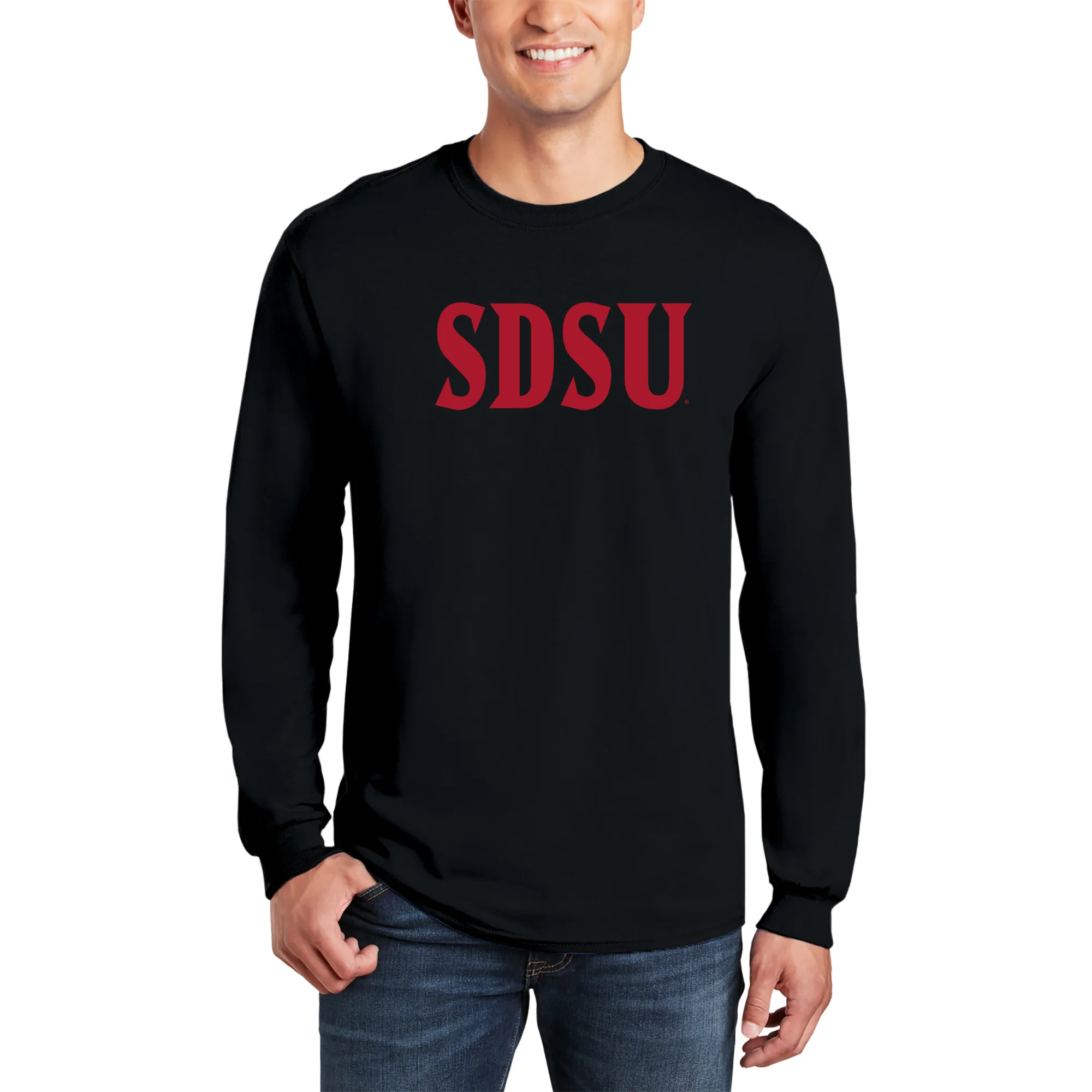 San Diego State Aztecs Basic Block Long Sleeve T Shirt - Black - Image 3