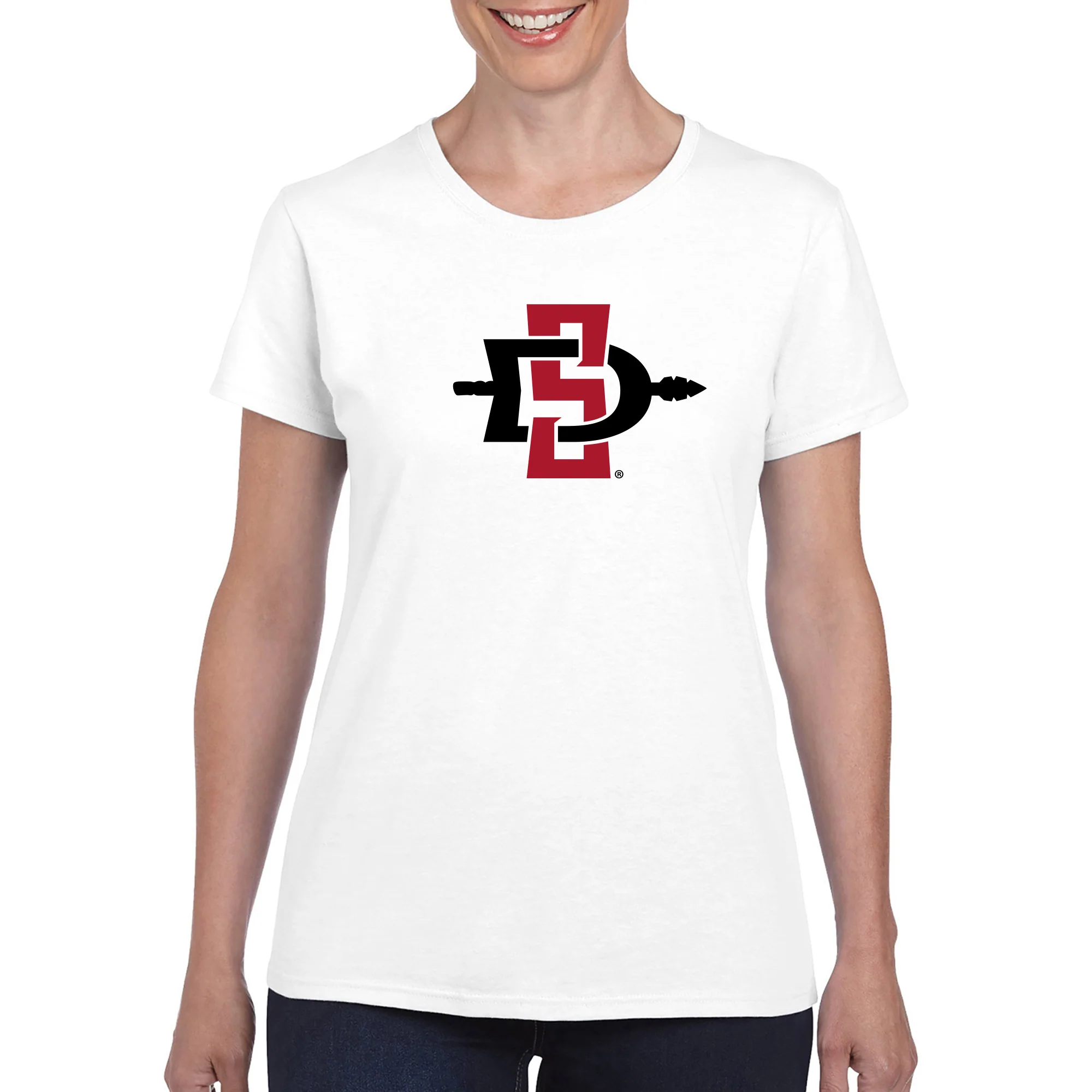 San Diego State Aztecs Primary Logo Womens T Shirt - White - Image 3