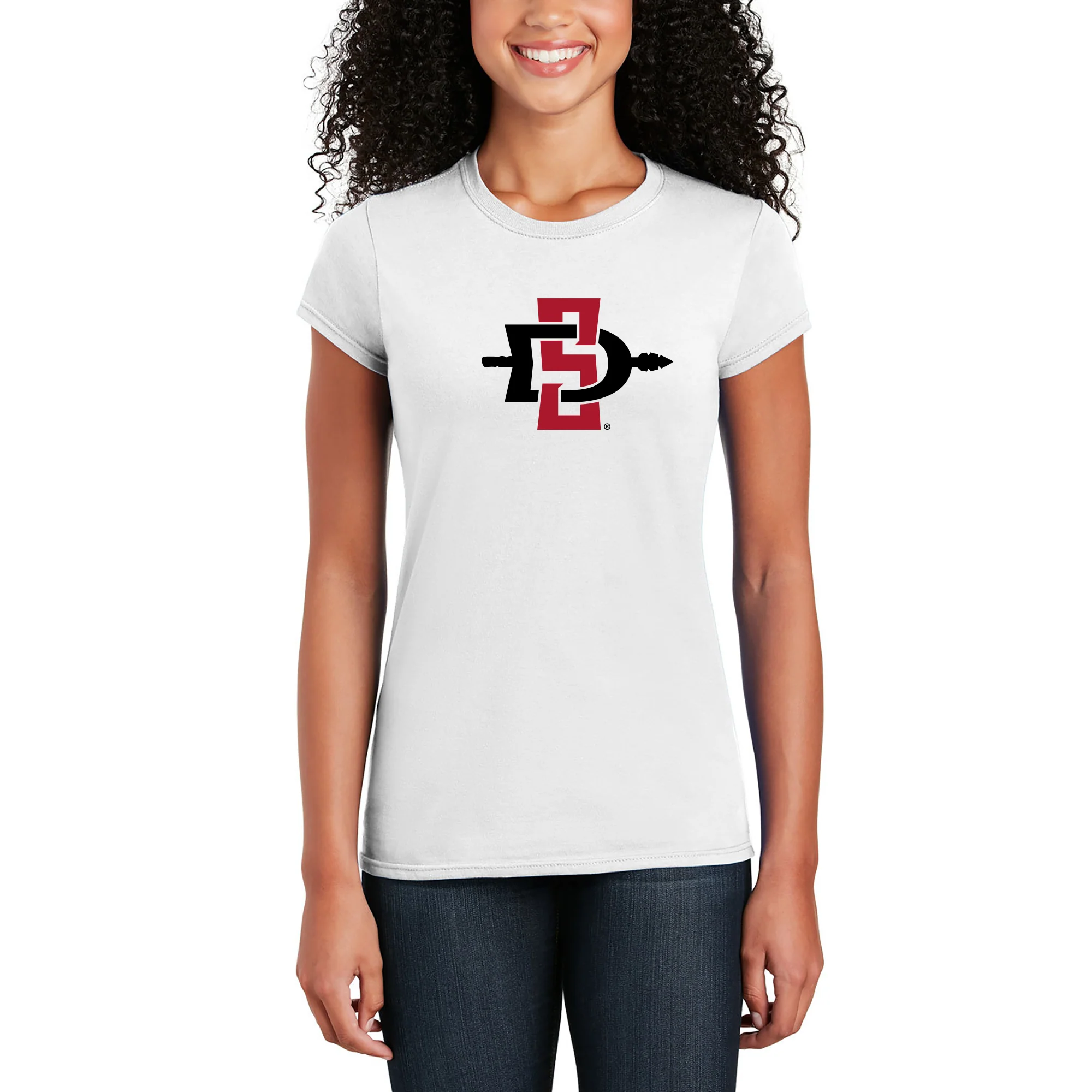 San Diego State Aztecs Primary Logo Womens T Shirt - White - Image 4