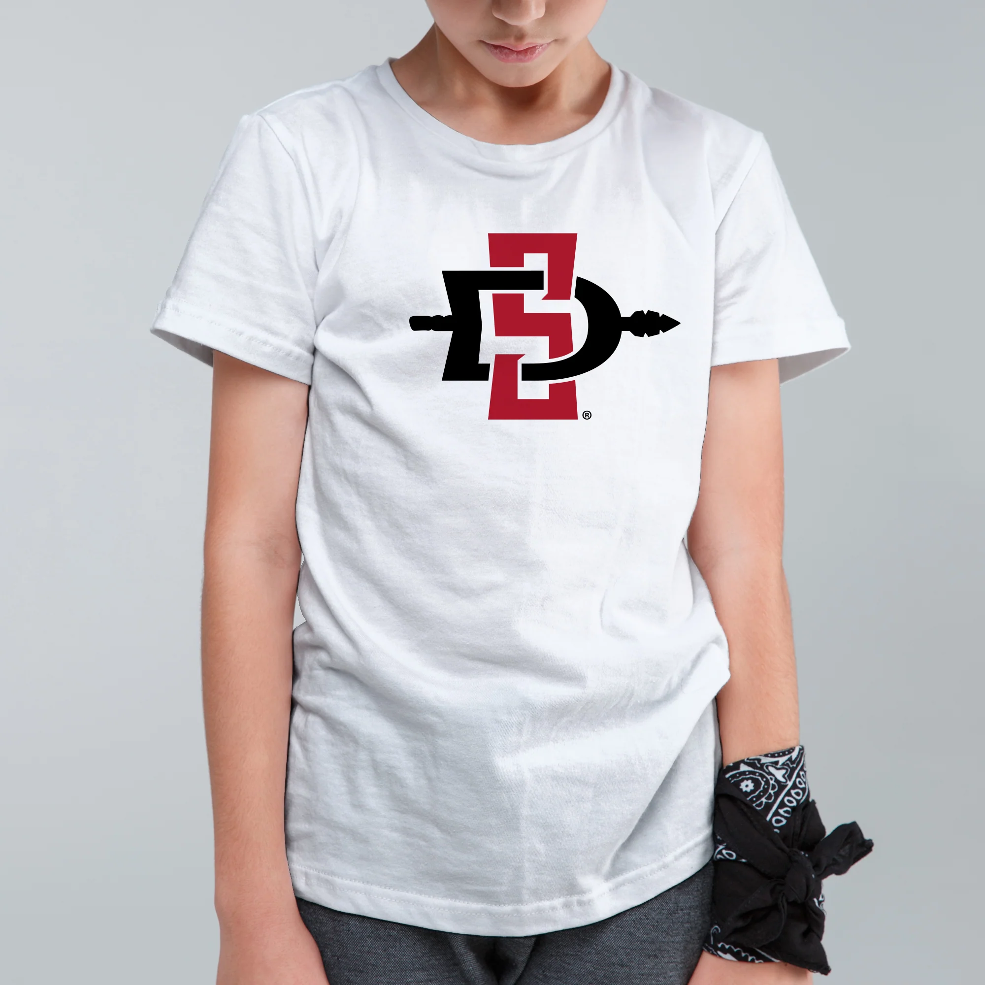 San Diego State Aztecs Primary Logo Youth T Shirt - White - Image 3
