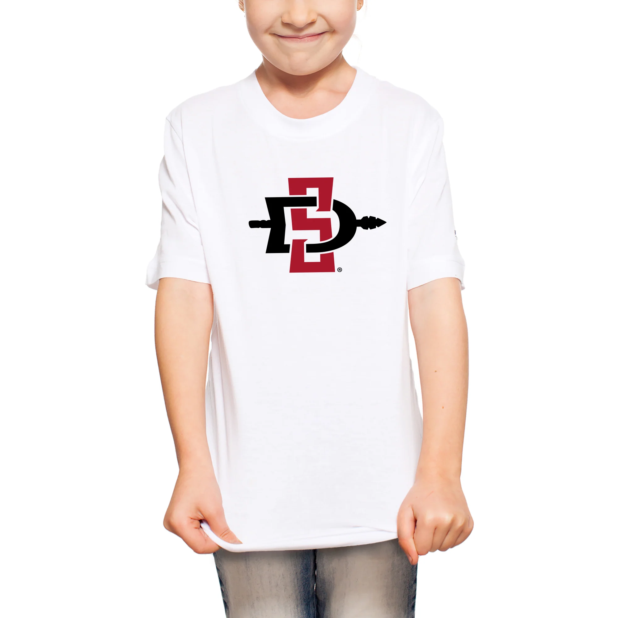 San Diego State Aztecs Primary Logo Youth T Shirt - White - Image 4