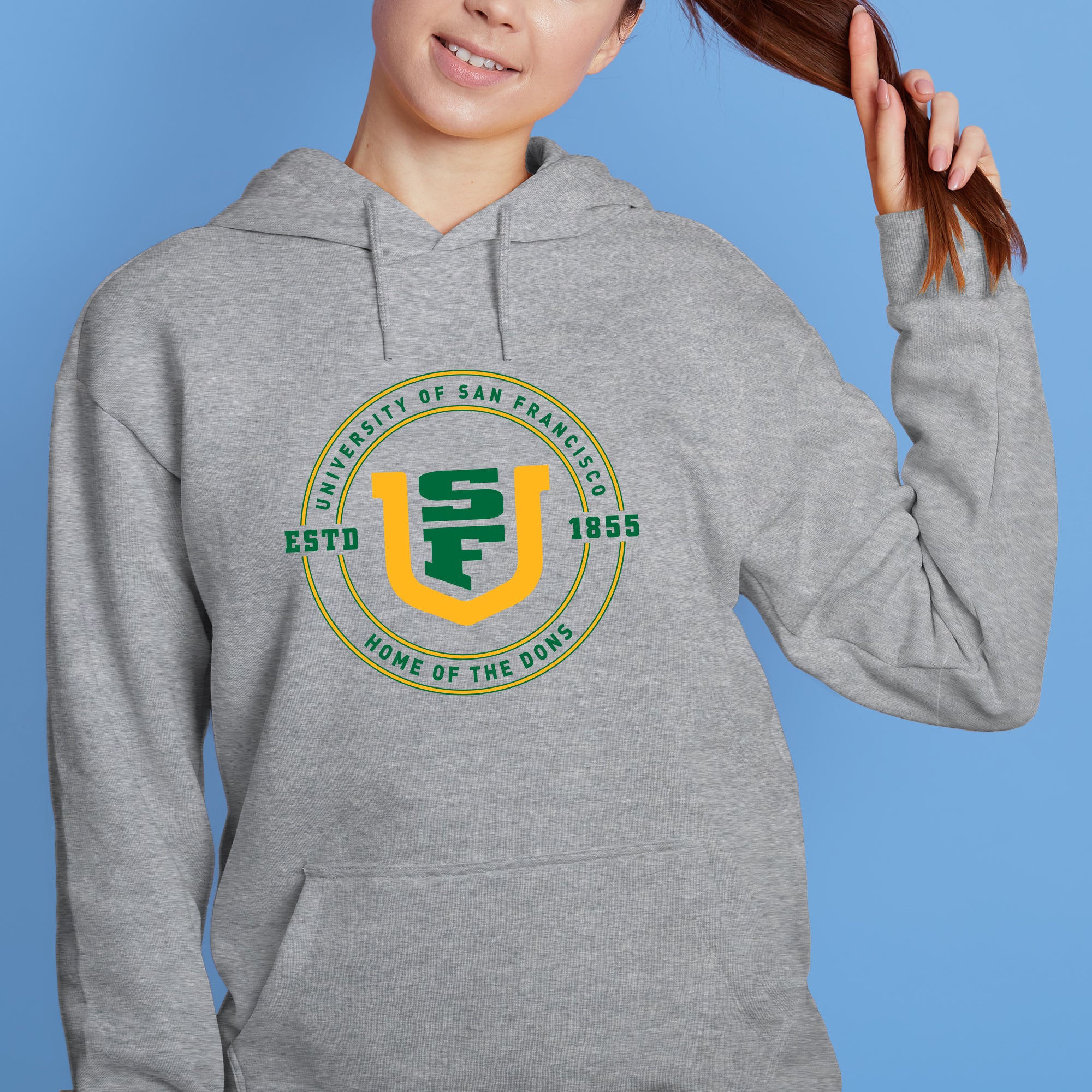 San Francisco Dons 1855 Shield Logo Hoodie - Sport Grey - Image 4