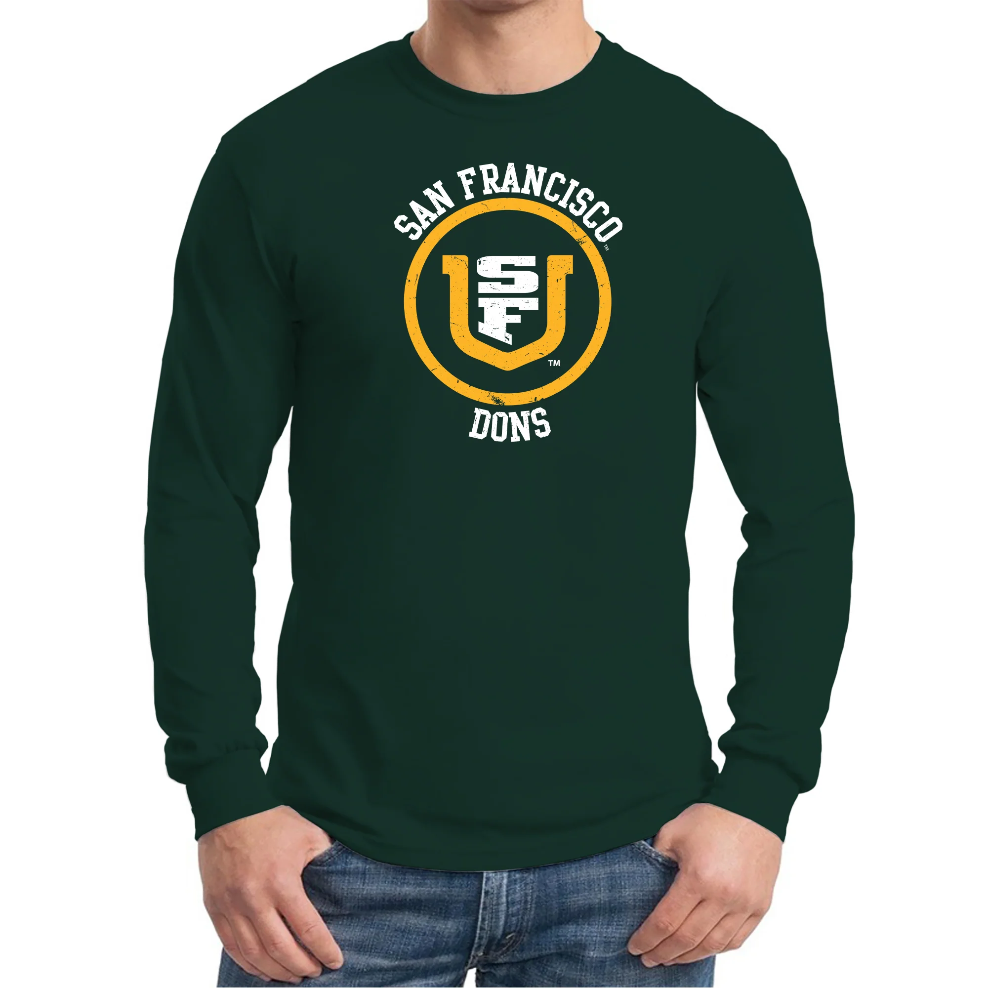 San Francisco Dons Distressed Circle Logo Long Sleeve T-Shirt - Forest - Image 3