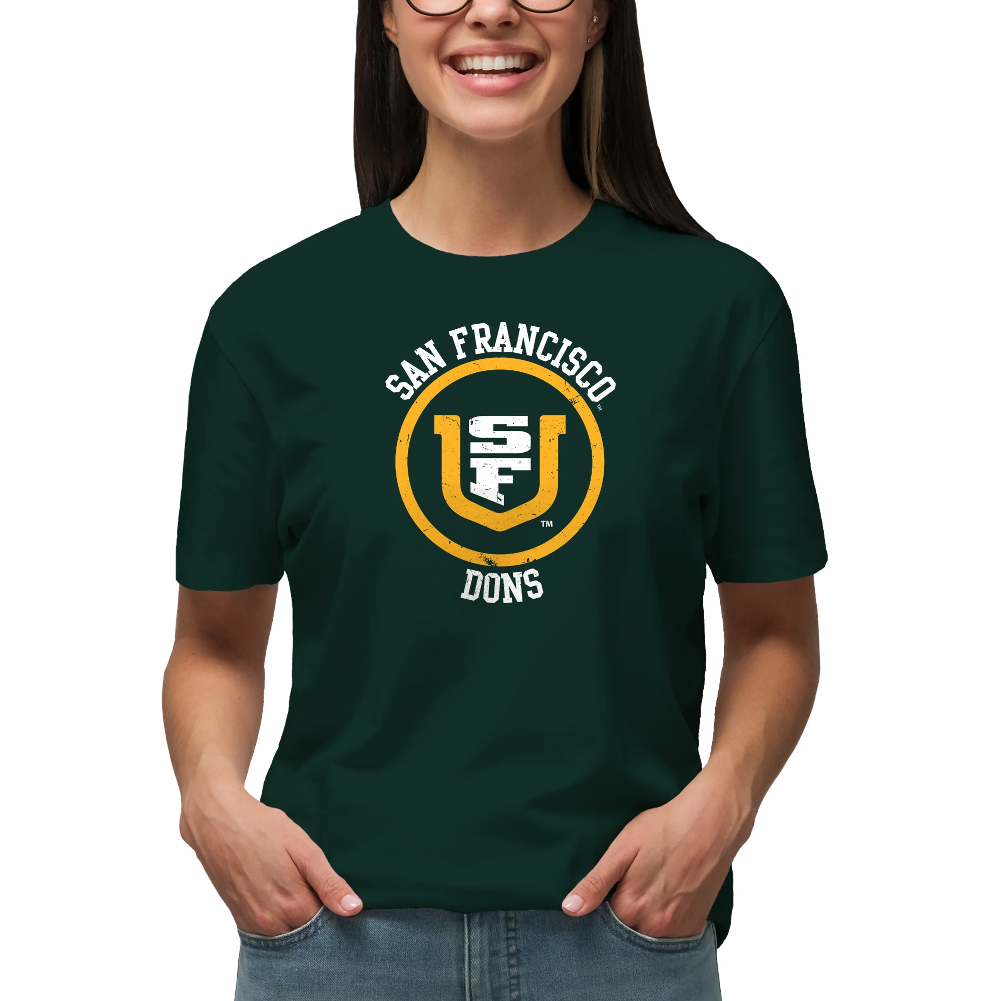 San Francisco Dons Distressed Circle Logo T-Shirt - Forest - Image 4
