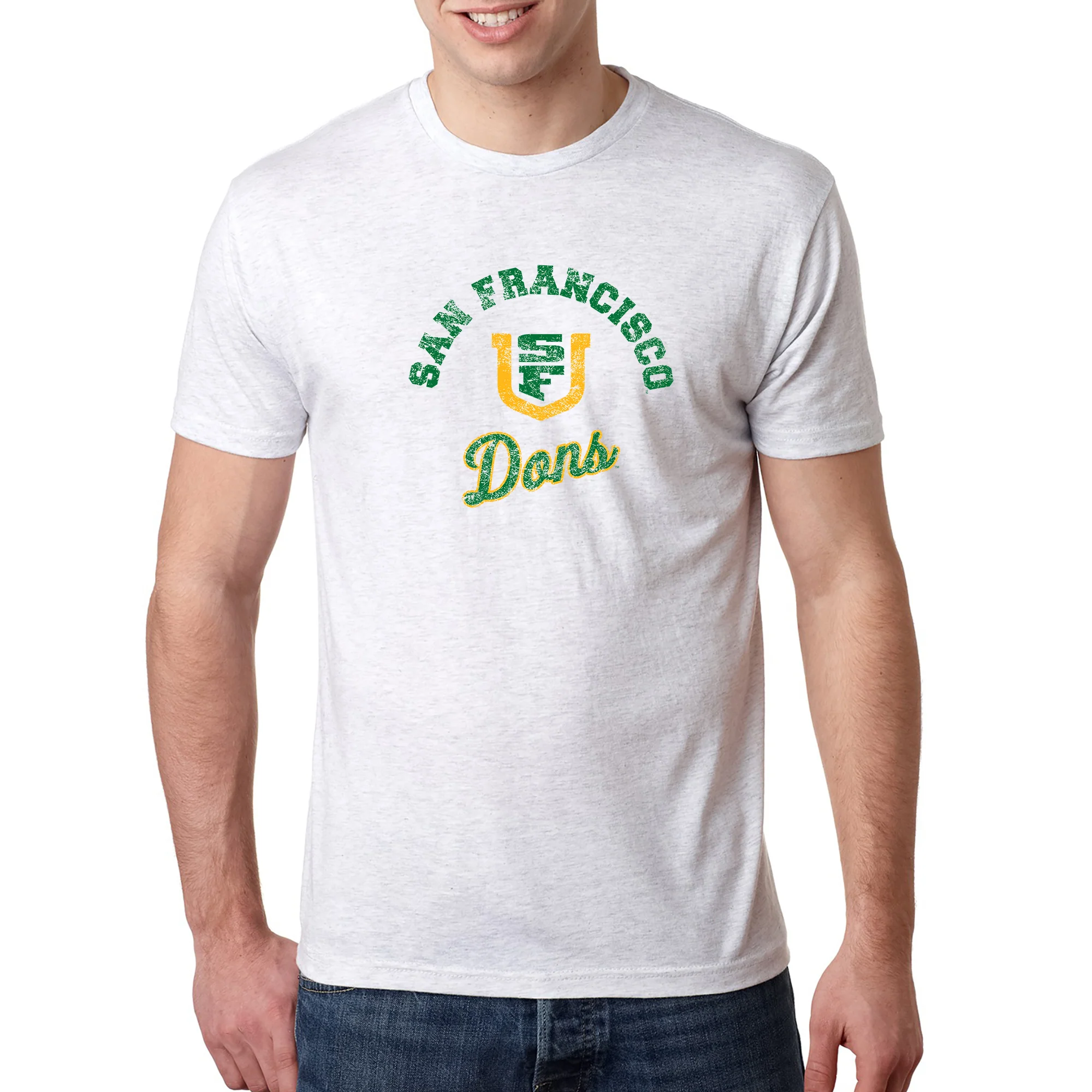 San Francisco Dons Retro Script NLA Triblend T-Shirt - Heather White - Image 3