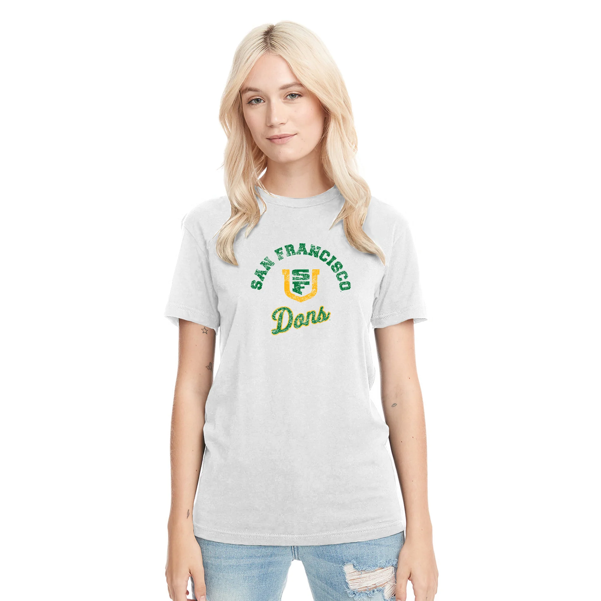 San Francisco Dons Retro Script NLA Triblend T-Shirt - Heather White - Image 4
