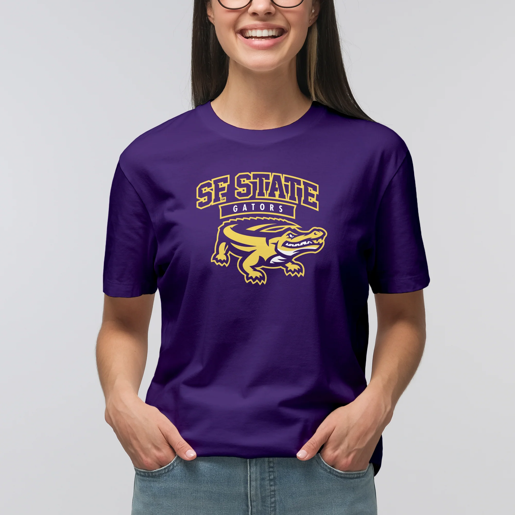 San Francisco State University Gators Arch Logo T-Shirt - Purple - Image 4