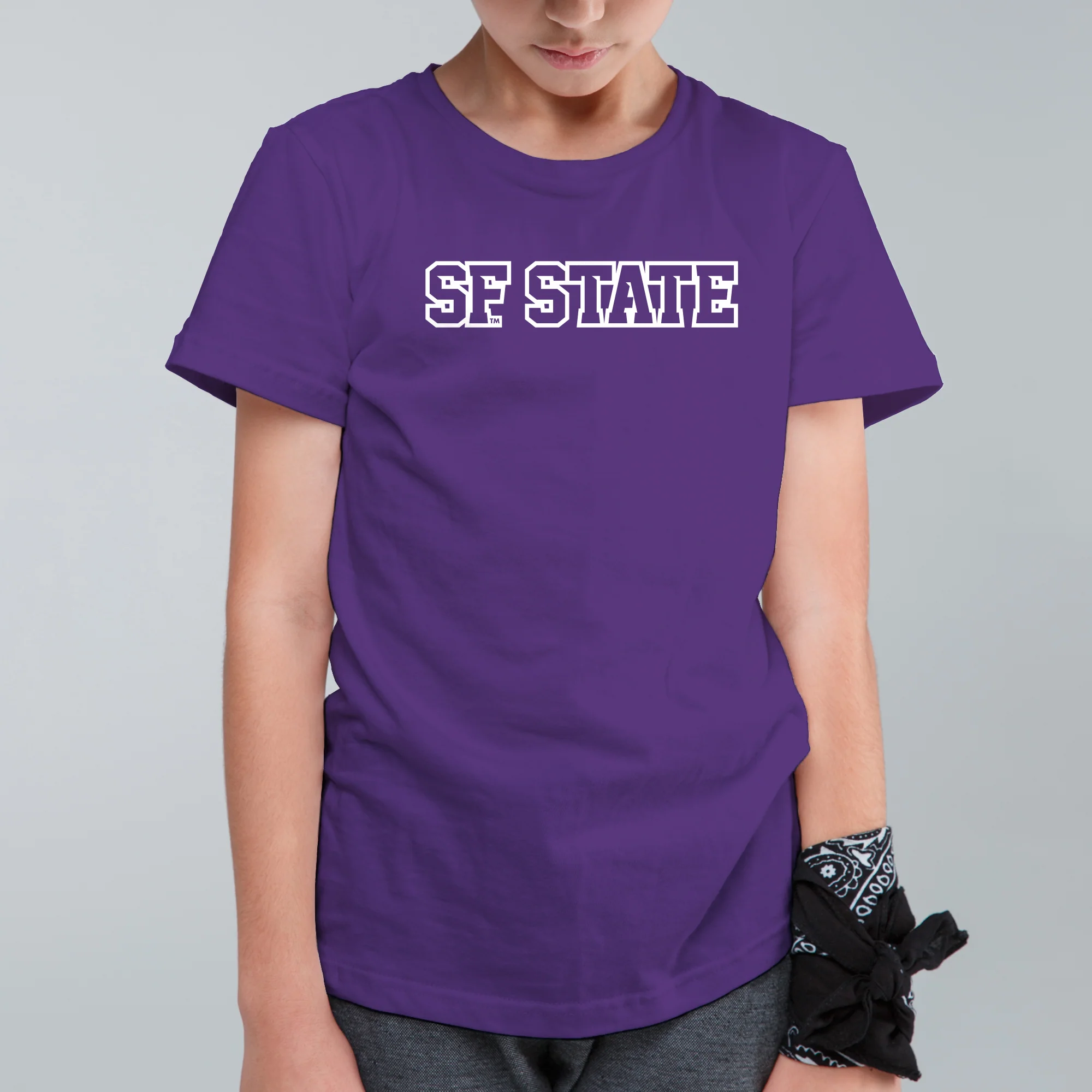 San Francisco State University Gators Basic Block Youth T-Shirt - Purple - Image 3