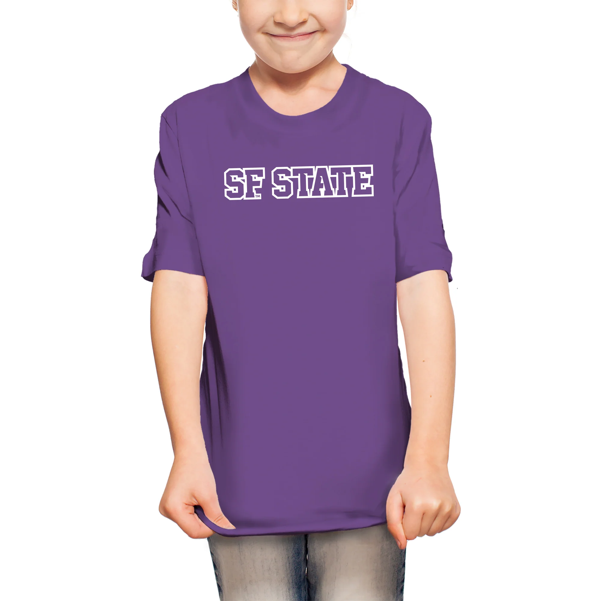 San Francisco State University Gators Basic Block Youth T-Shirt - Purple - Image 4