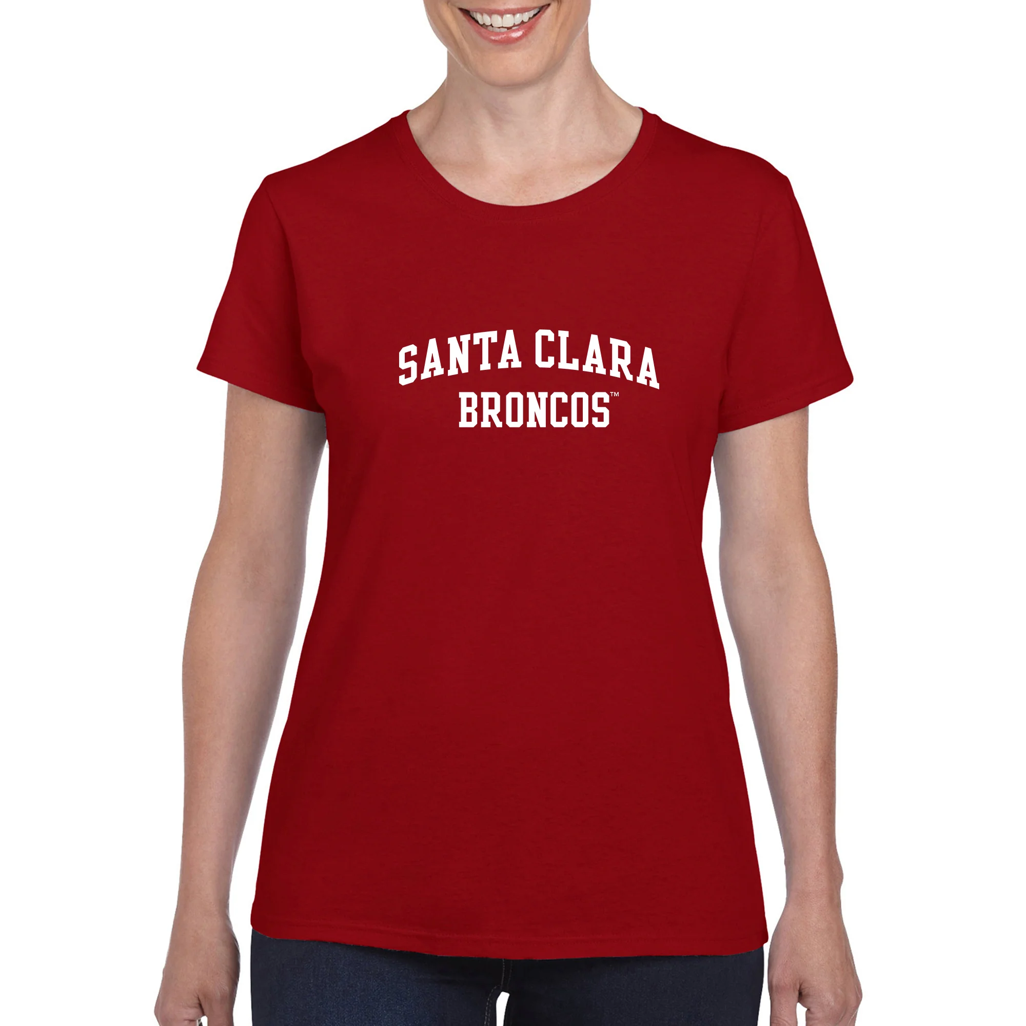 Santa Clara Broncos Arch Logo Women's T-Shirt - Image 6