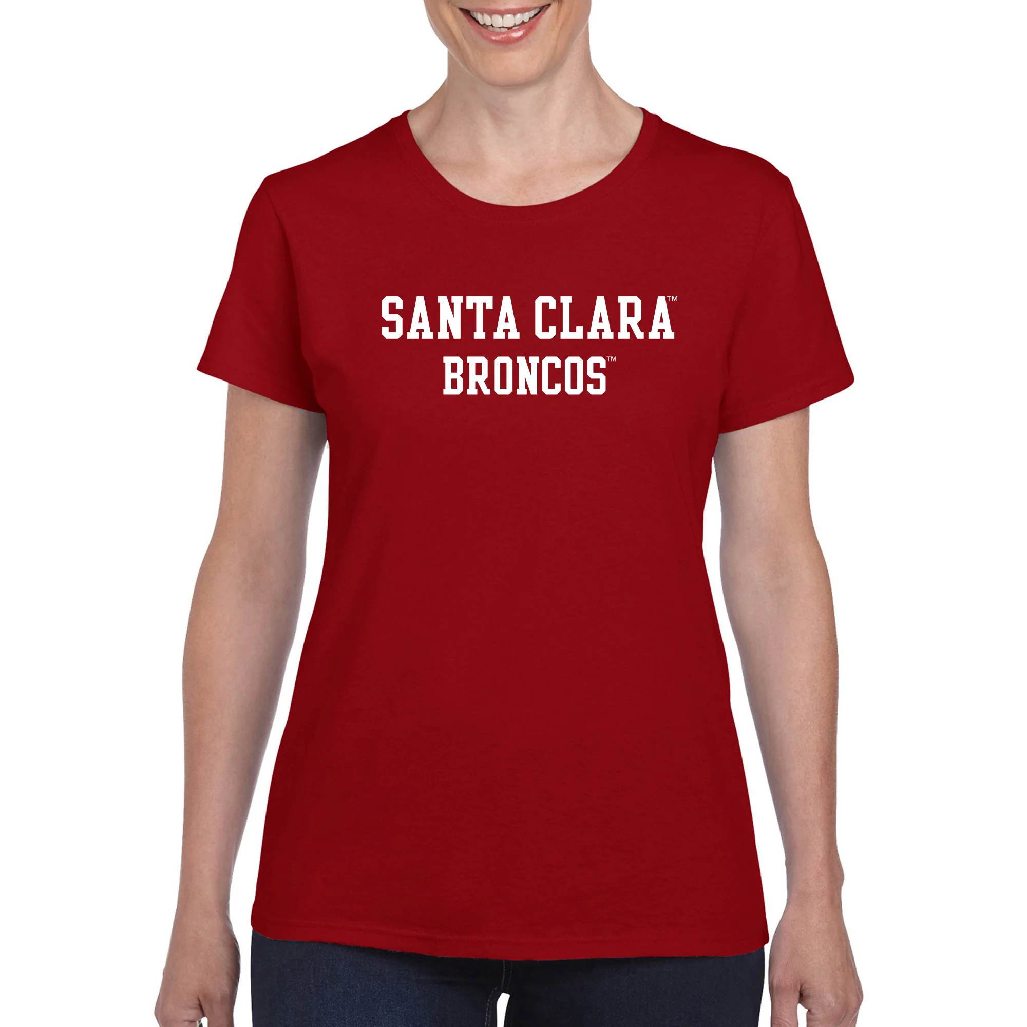 Santa Clara Broncos Basic Block Women's T-Shirt - Cardinal - Image 3