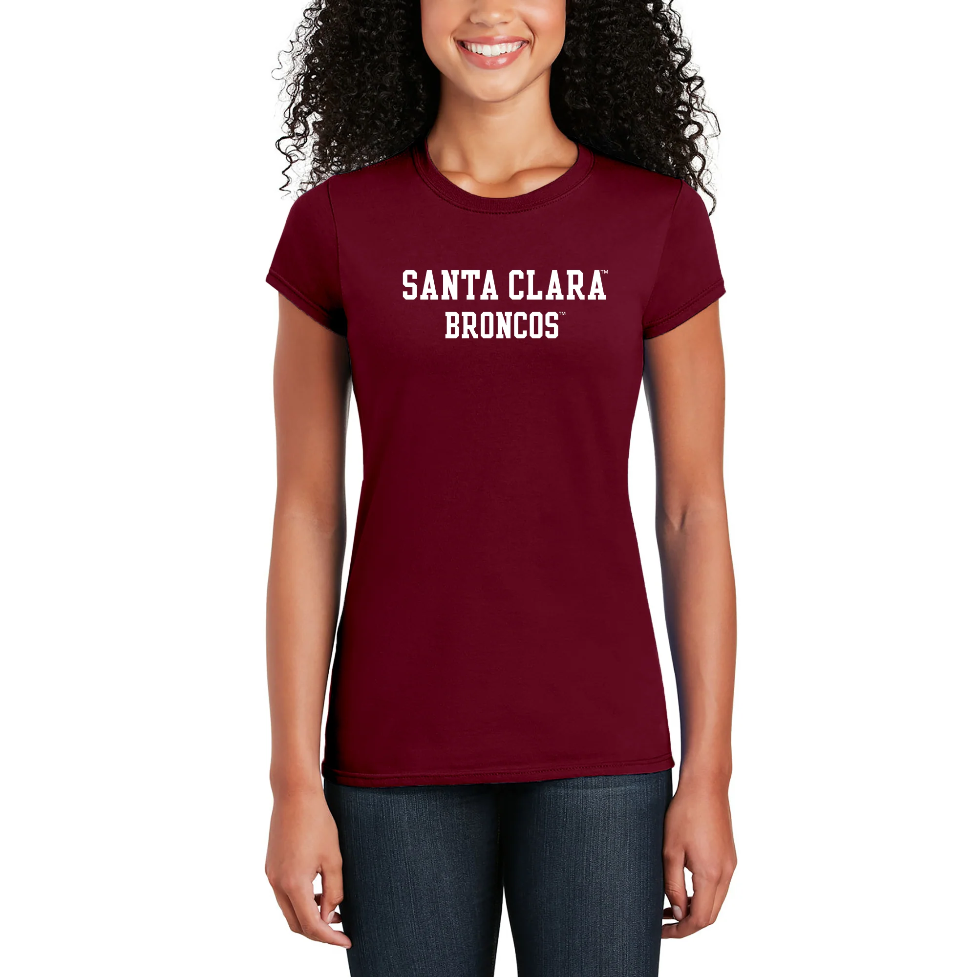 Santa Clara Broncos Basic Block Women's T-Shirt - Cardinal - Image 4