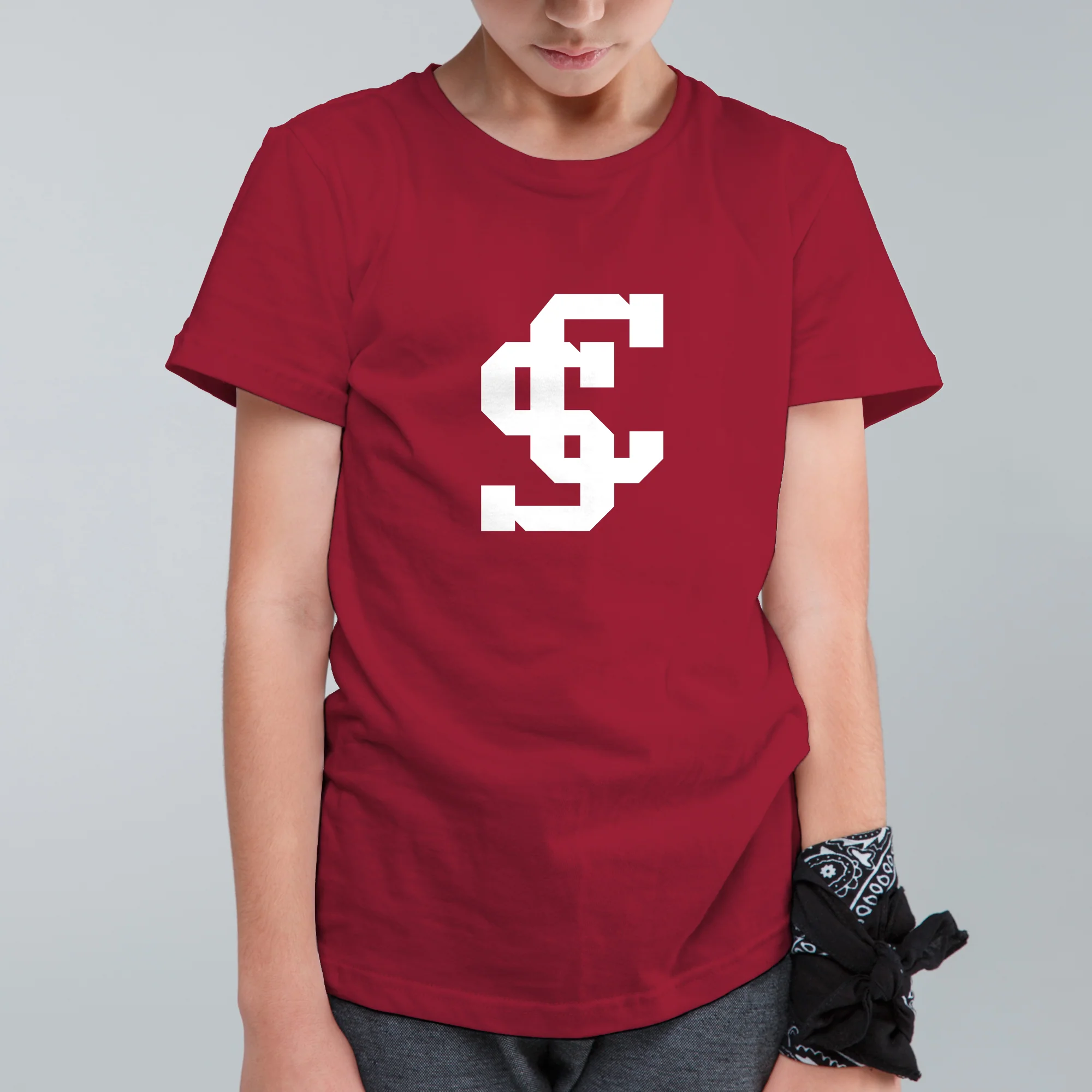 Santa Clara Broncos Primary Logo Youth T-Shirt - Cardinal - Image 3
