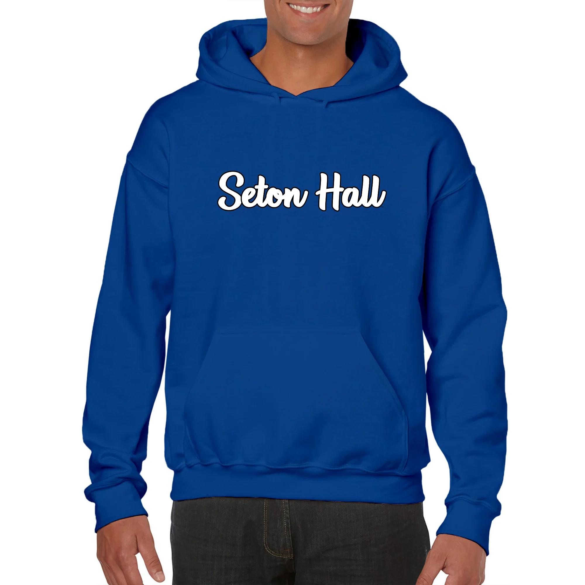 Seton Hall University Pirates Basic Script Heavy Blend Hoodie - Royal - Image 3