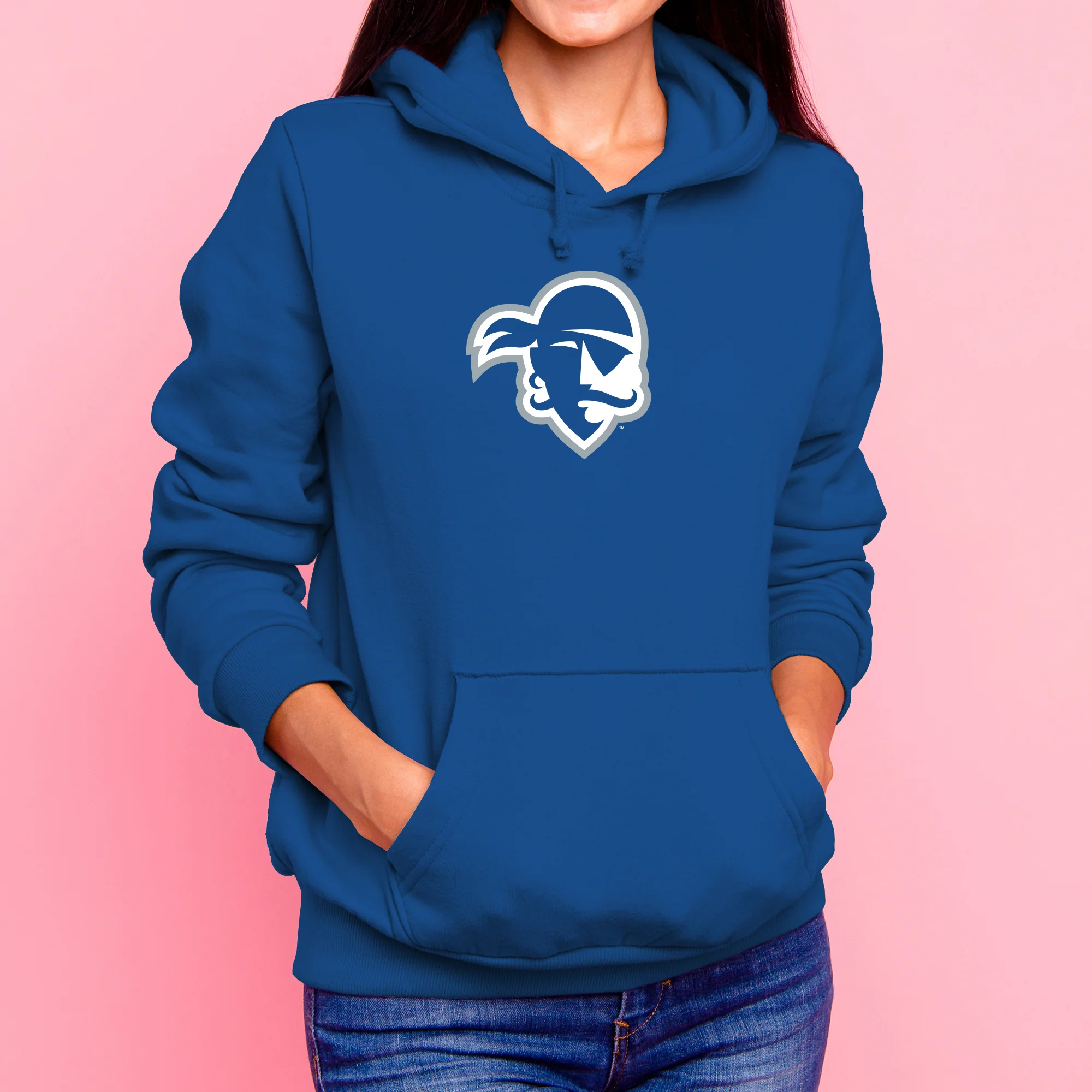 Seton Hall University Pirates Primary Logo Heavy Blend Hoodie - Royal - Image 4