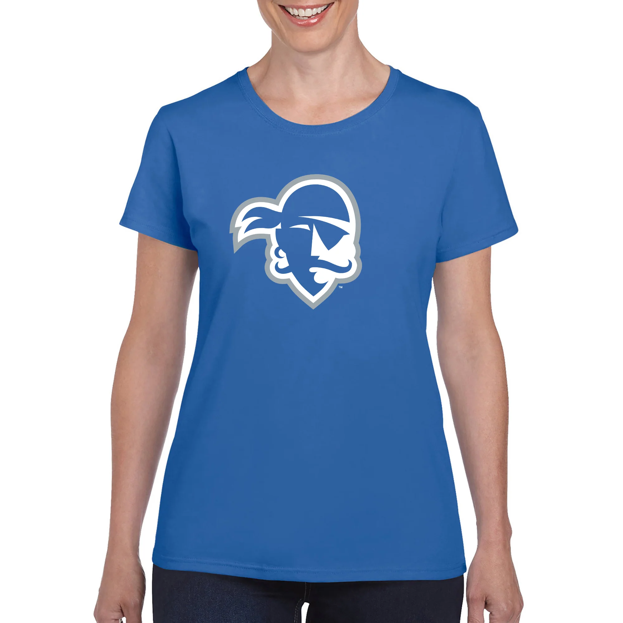 Seton Hall University Pirates Primary Logo Womens Short Sleeve T Shirt - Royal - Image 3