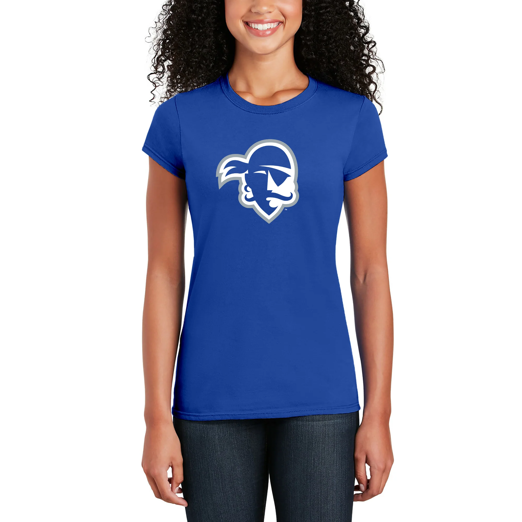 Seton Hall University Pirates Primary Logo Womens Short Sleeve T Shirt - Royal - Image 4