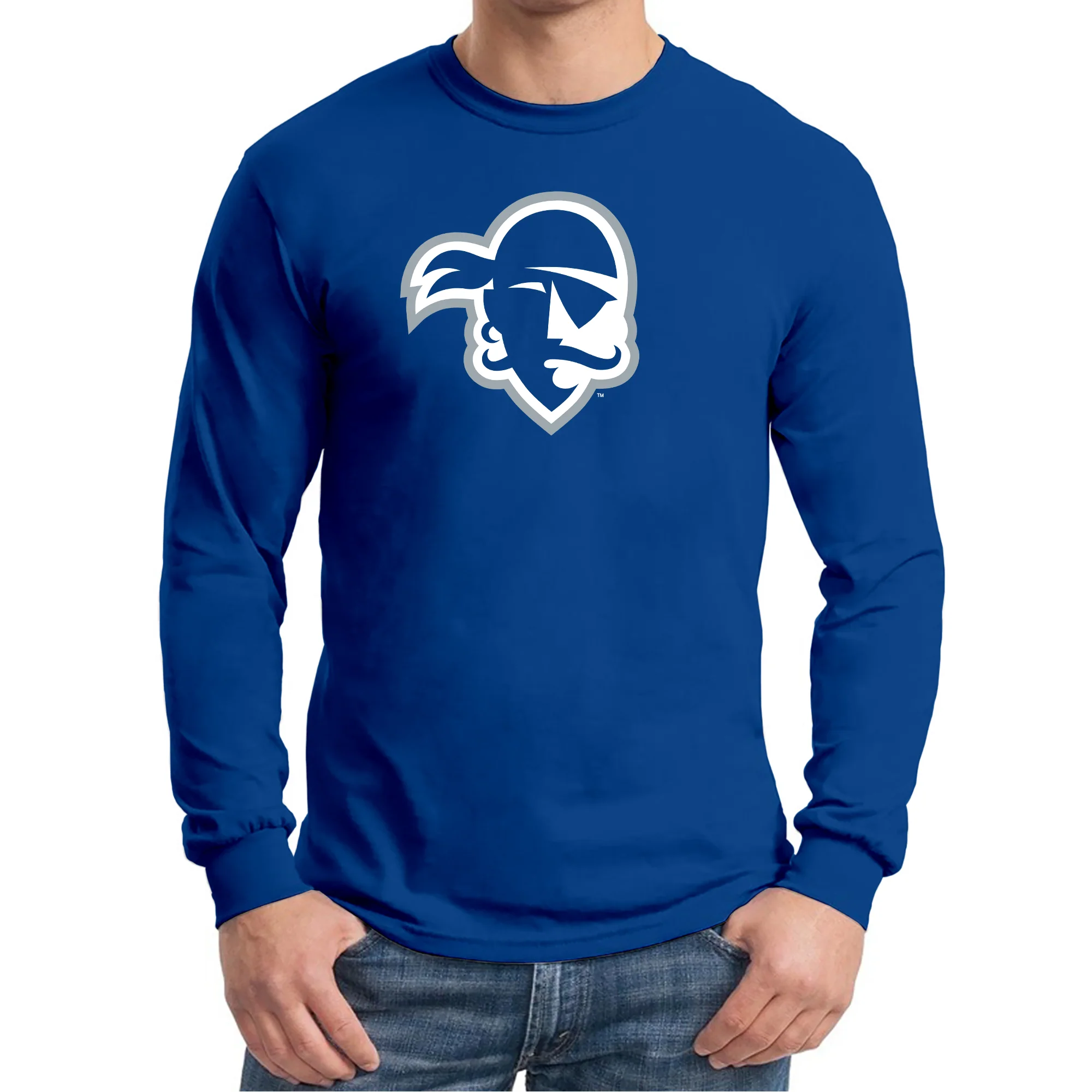 Seton Hall University Pirates Primary Logo Long Sleeve T-Shirt - Royal - Image 3