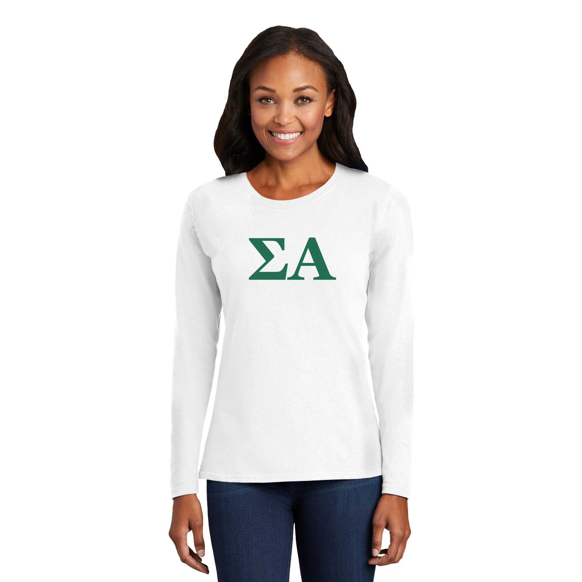 Sigma Alpha Greek Letter Block Womens Long Sleeve - White - Image 3