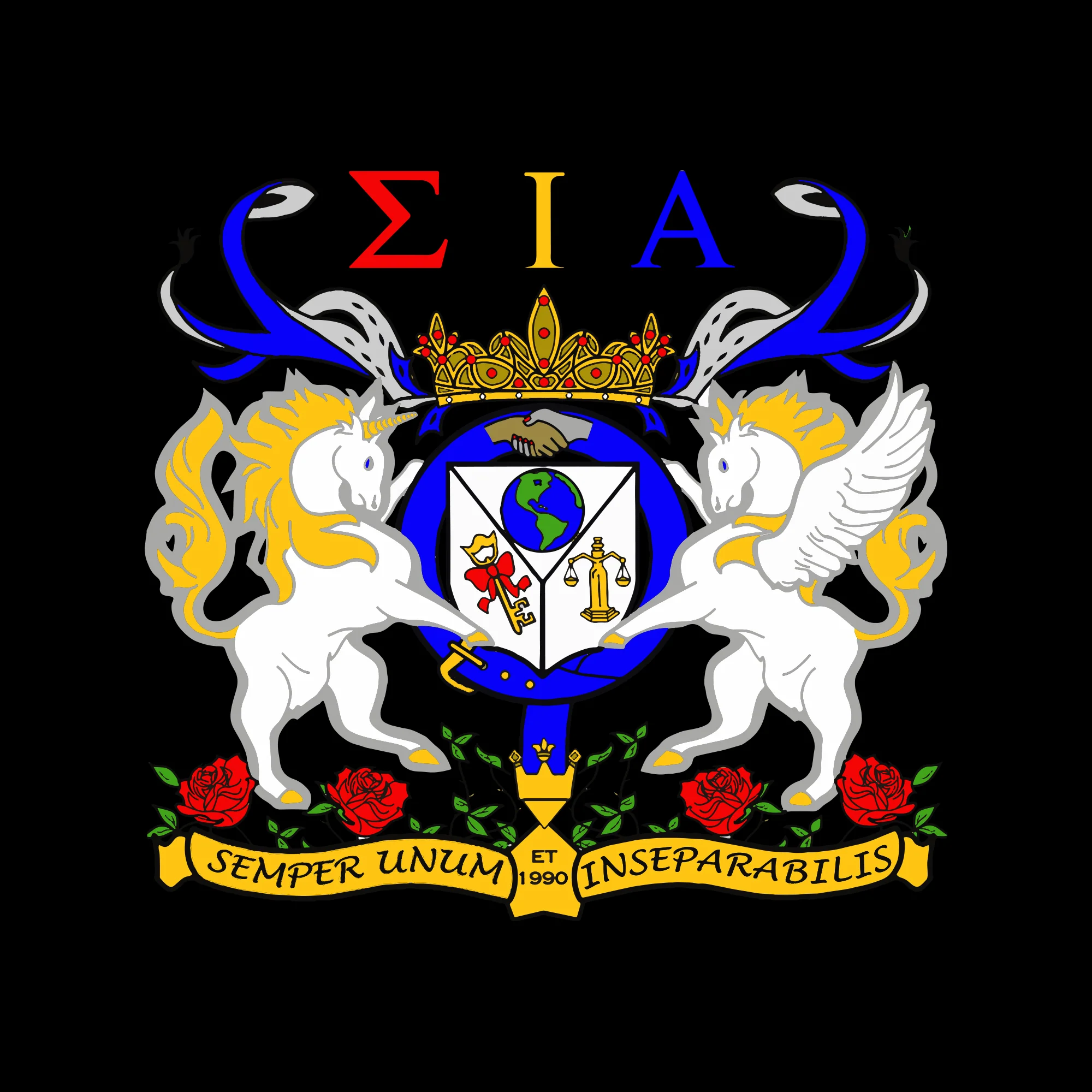 Sigma Iota Alpha Greek Crest Twill Grocery Tote - Black - Image 2