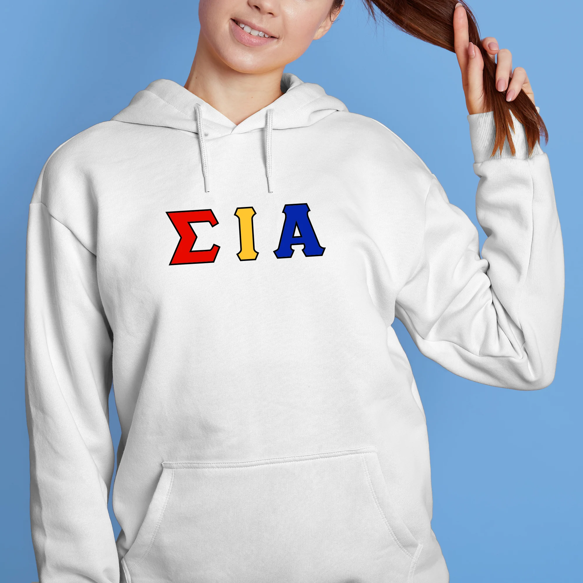 Sigma Iota Alpha Greek Letter Block Hoodie - White - Image 3