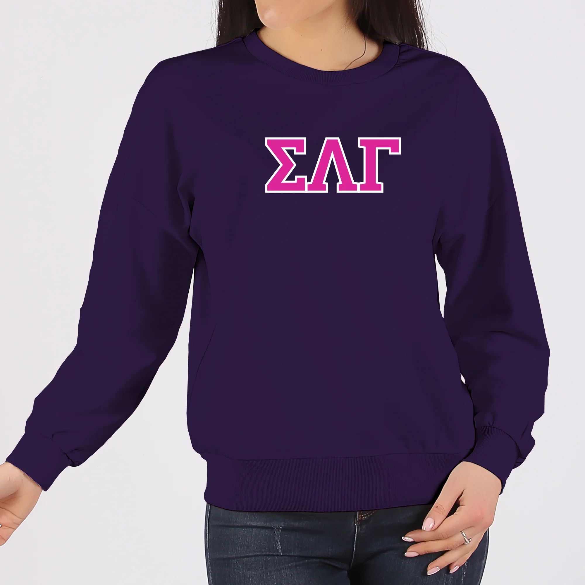 Sigma Lambda Gamma Greek Letter Block Crewneck Sweatshirt - Image 6
