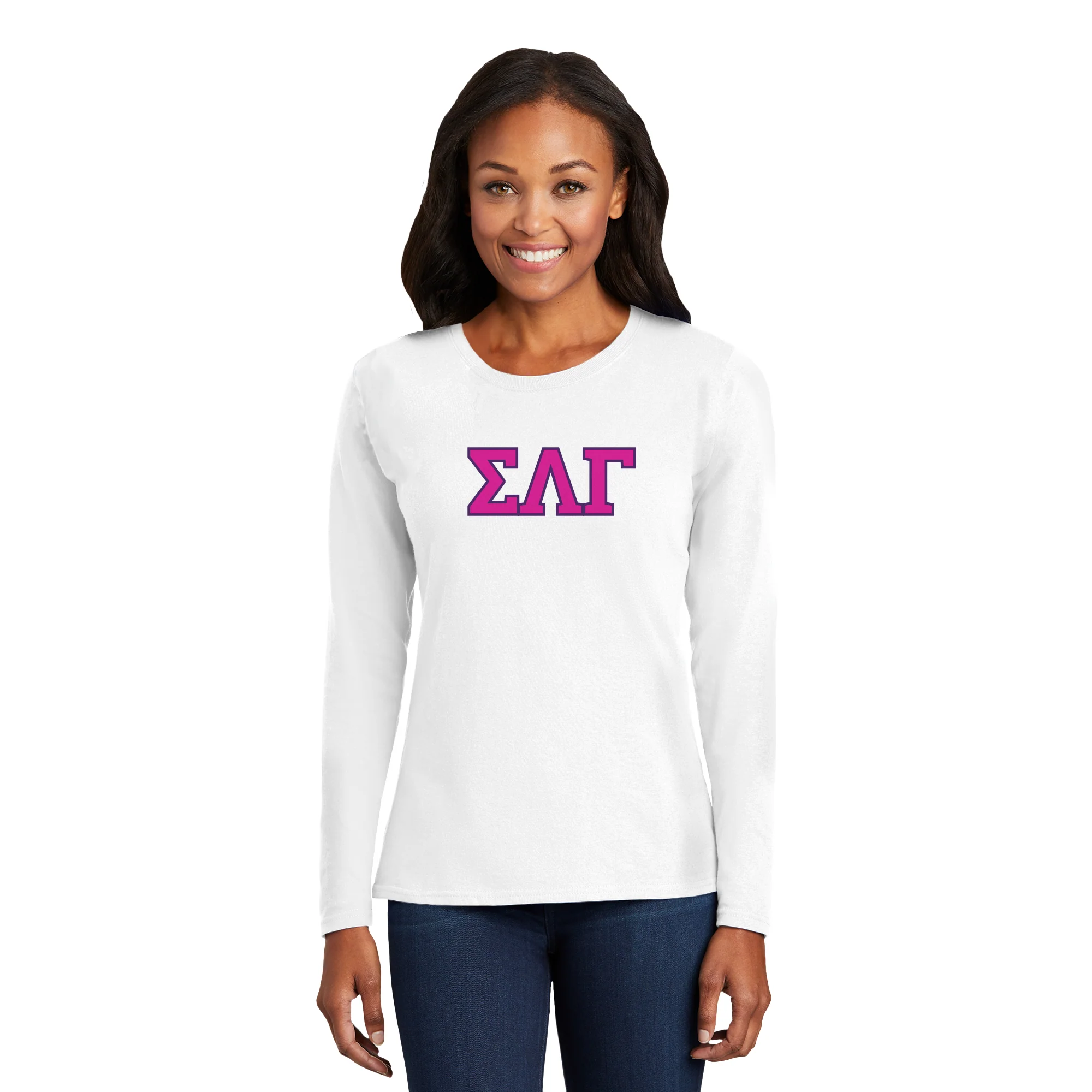 Sigma Lambda Gamma Greek Letter Block Womens Long Sleeve - Image 4