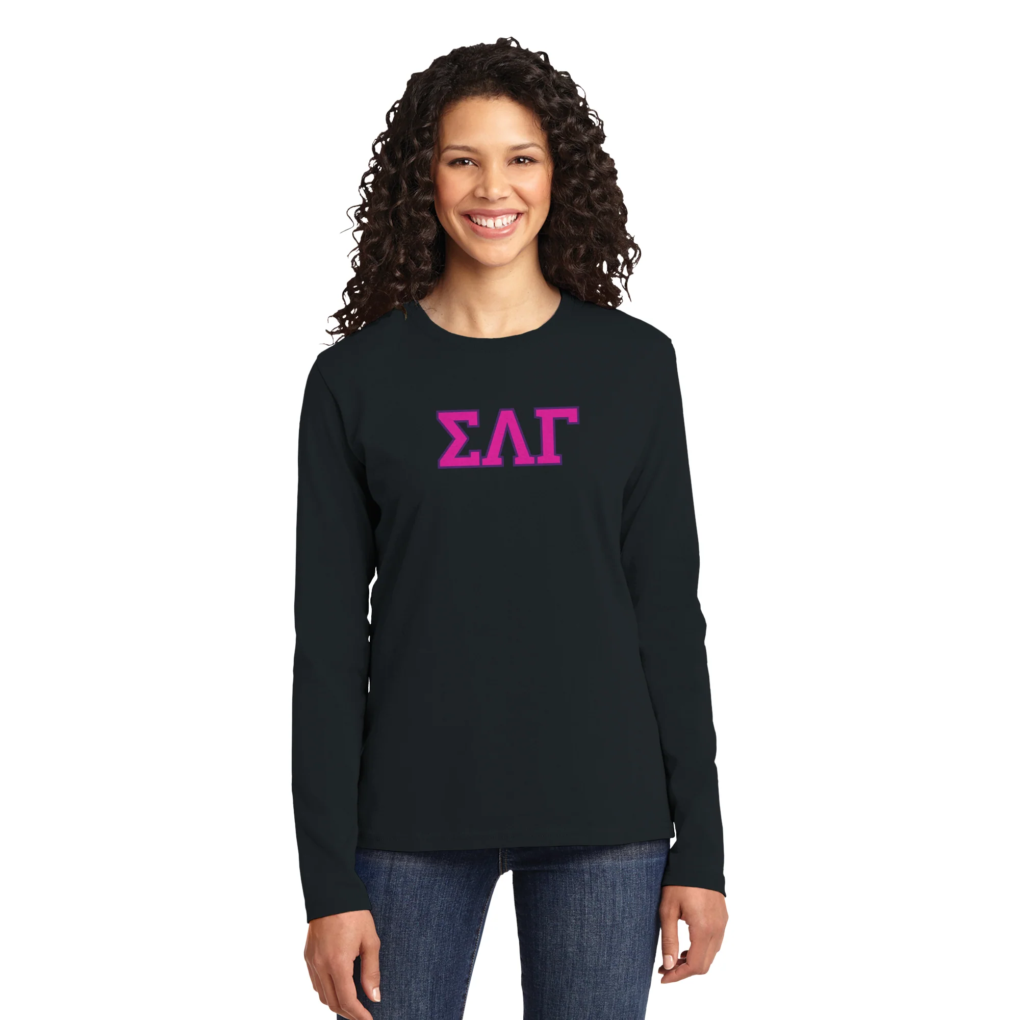 Sigma Lambda Gamma Greek Letter Block Womens Long Sleeve - Image 6