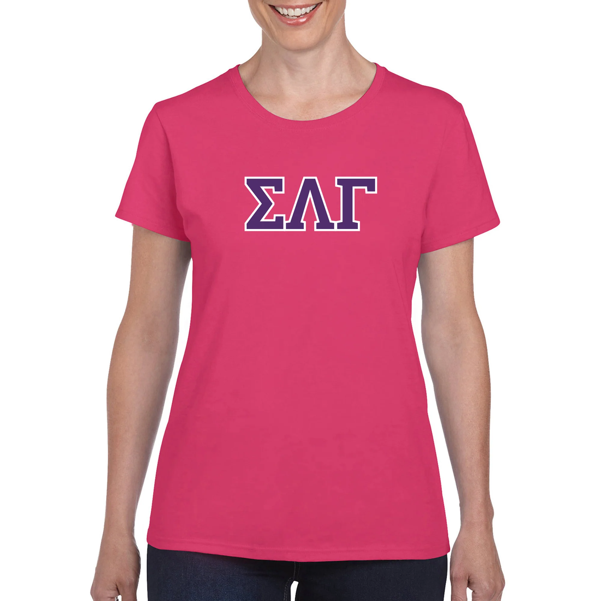 Sigma Lambda Gamma Greek Letter Block Womens T-Shirt - Image 4