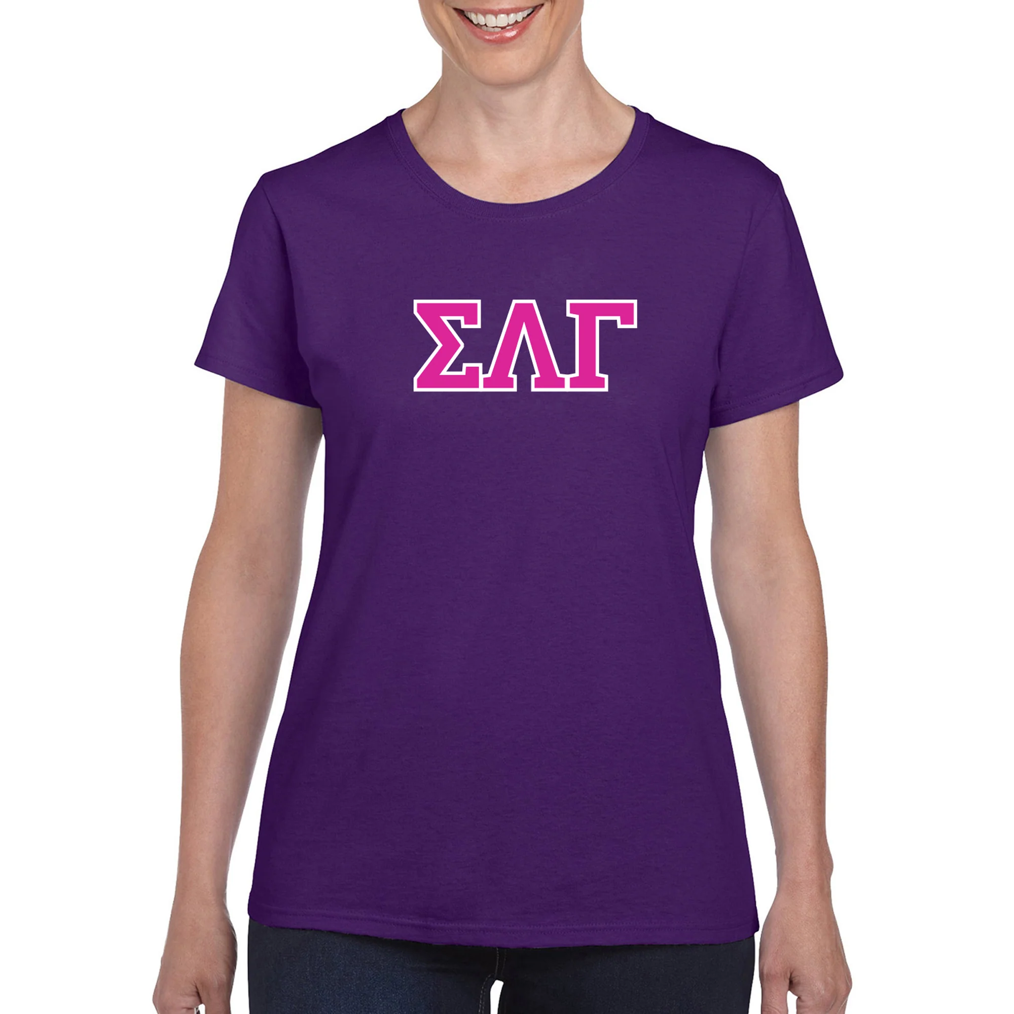 Sigma Lambda Gamma Greek Letter Block Womens T-Shirt - Image 6