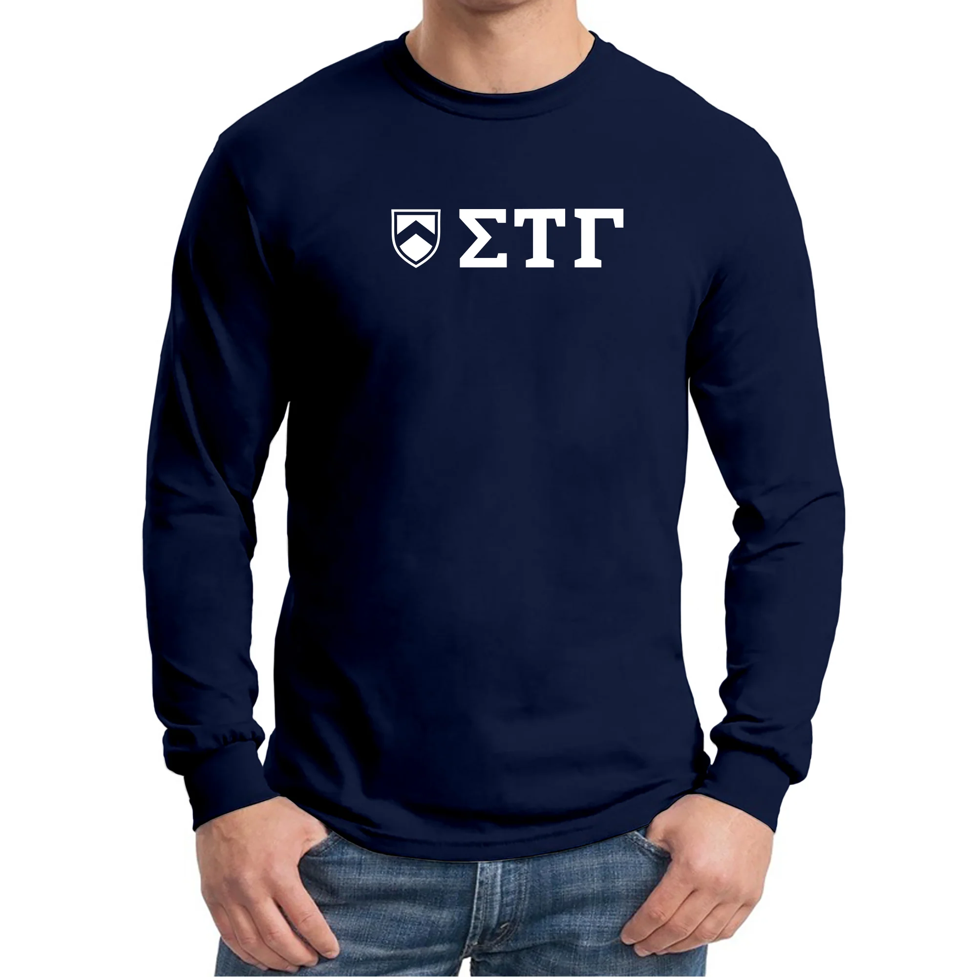 Sigma Tau Gamma Greek Letter Block Long Sleeve - Navy - Image 3