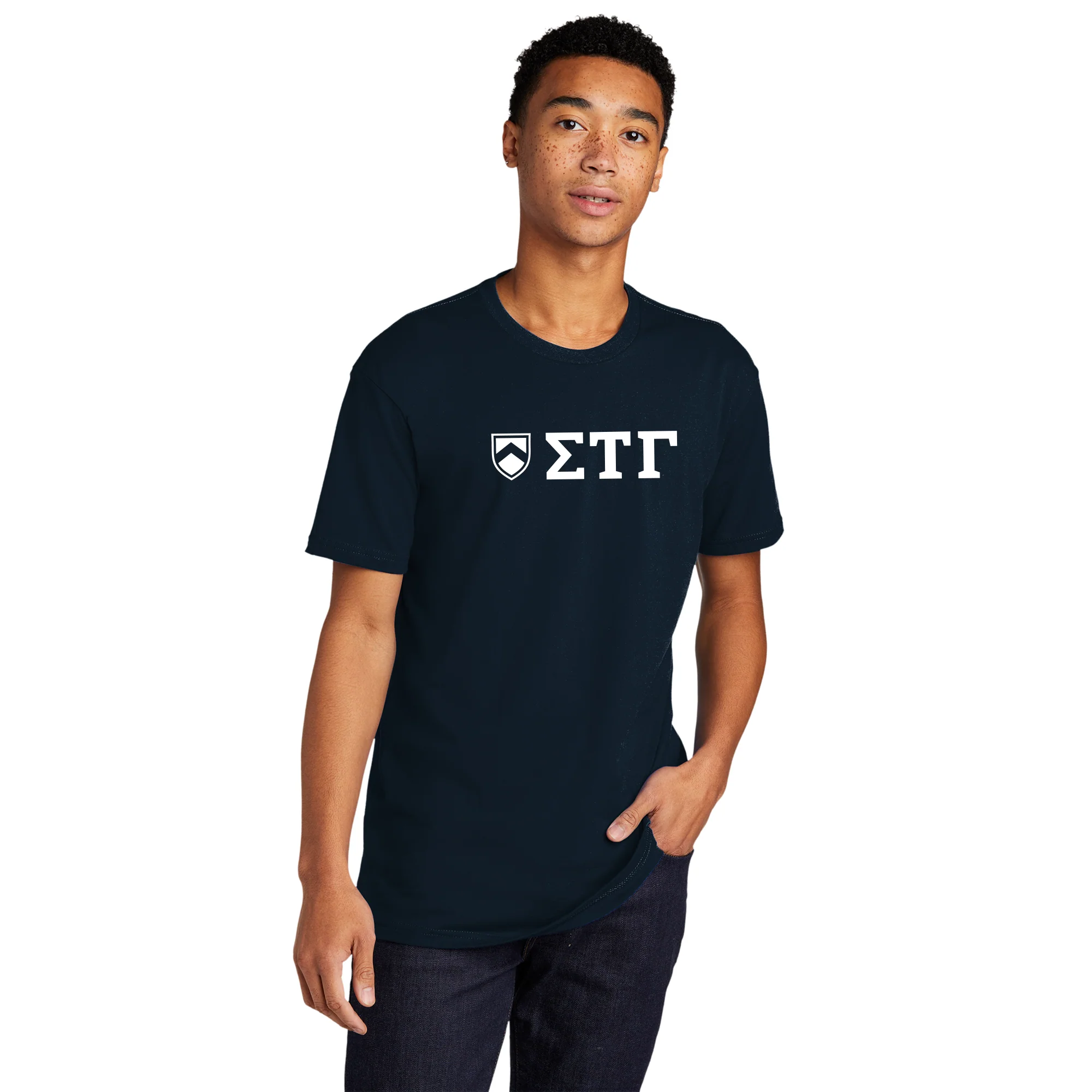 Sigma Tau Gamma Greek Letter Block NLA T-Shirt - Midnight Navy - Image 3