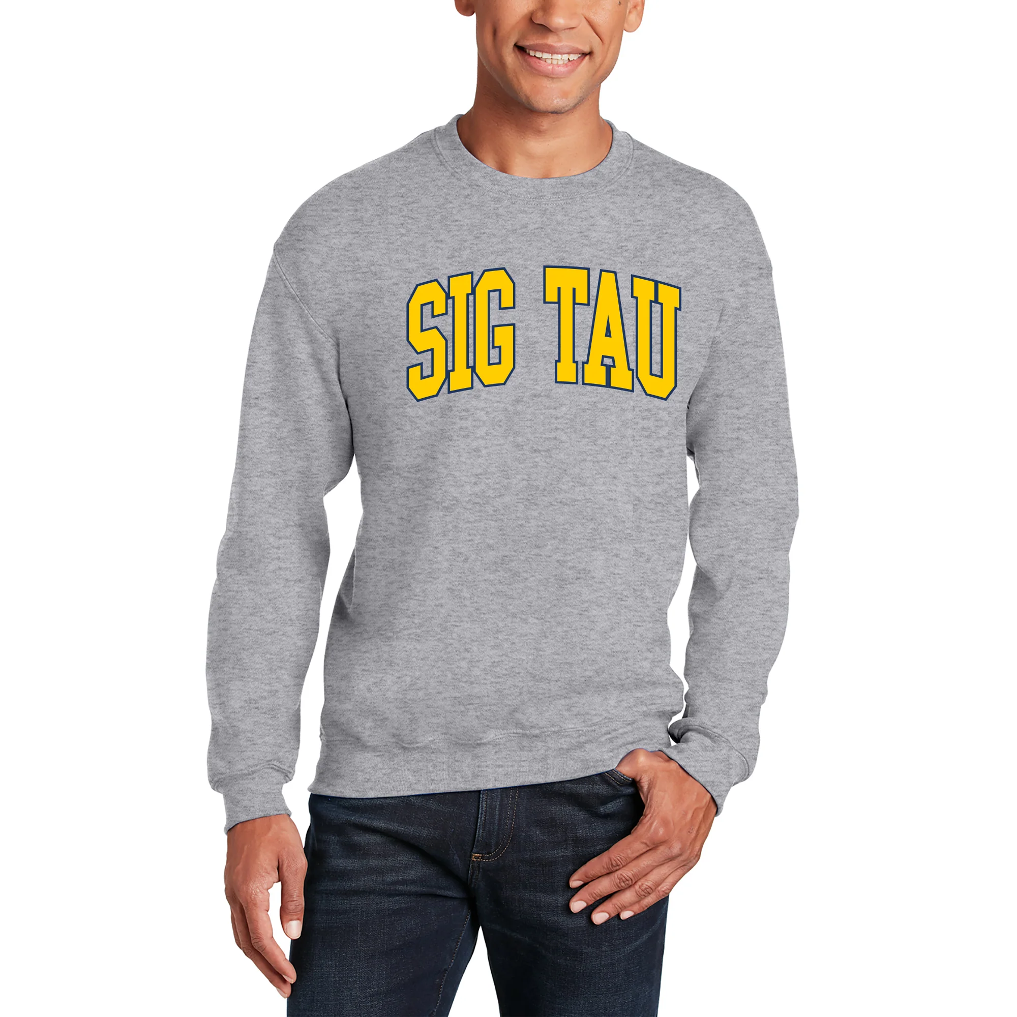 Sigma Tau Gamma Greek Mega Arch Crewneck - Sport Grey - Image 3