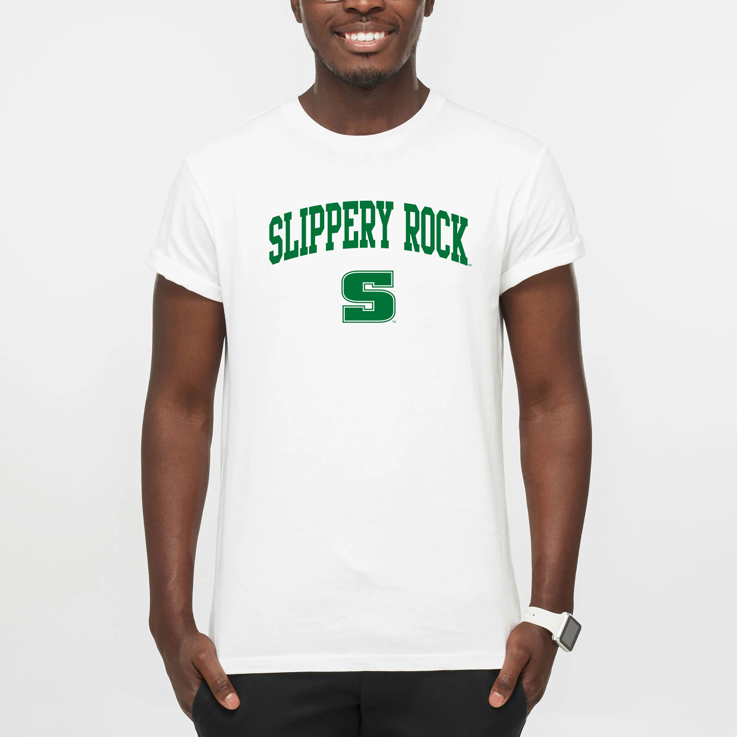 Slippery Rock University The Rock Arch Logo Short Sleeve T Shirt - White - Image 3