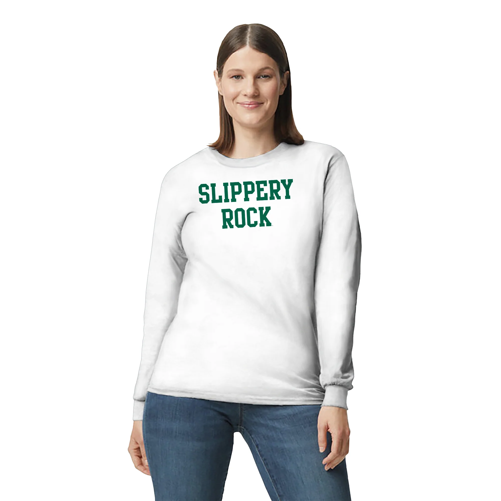 Slippery Rock University The Rock Basic Block Long Sleeve T Shirt - White - Image 4