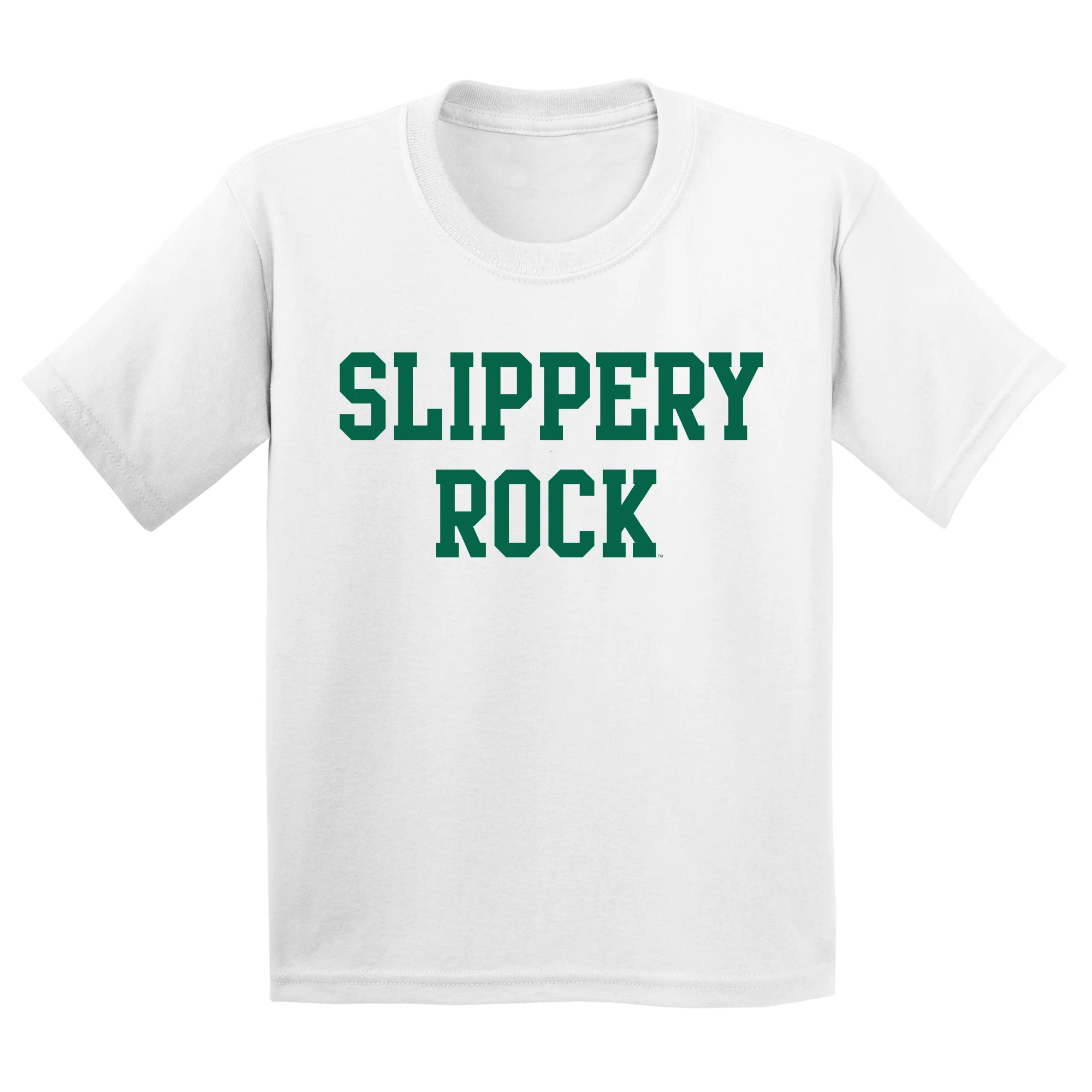 Slippery Rock University The Rock Basic Block Short Sleeve Youth T Shirt - White