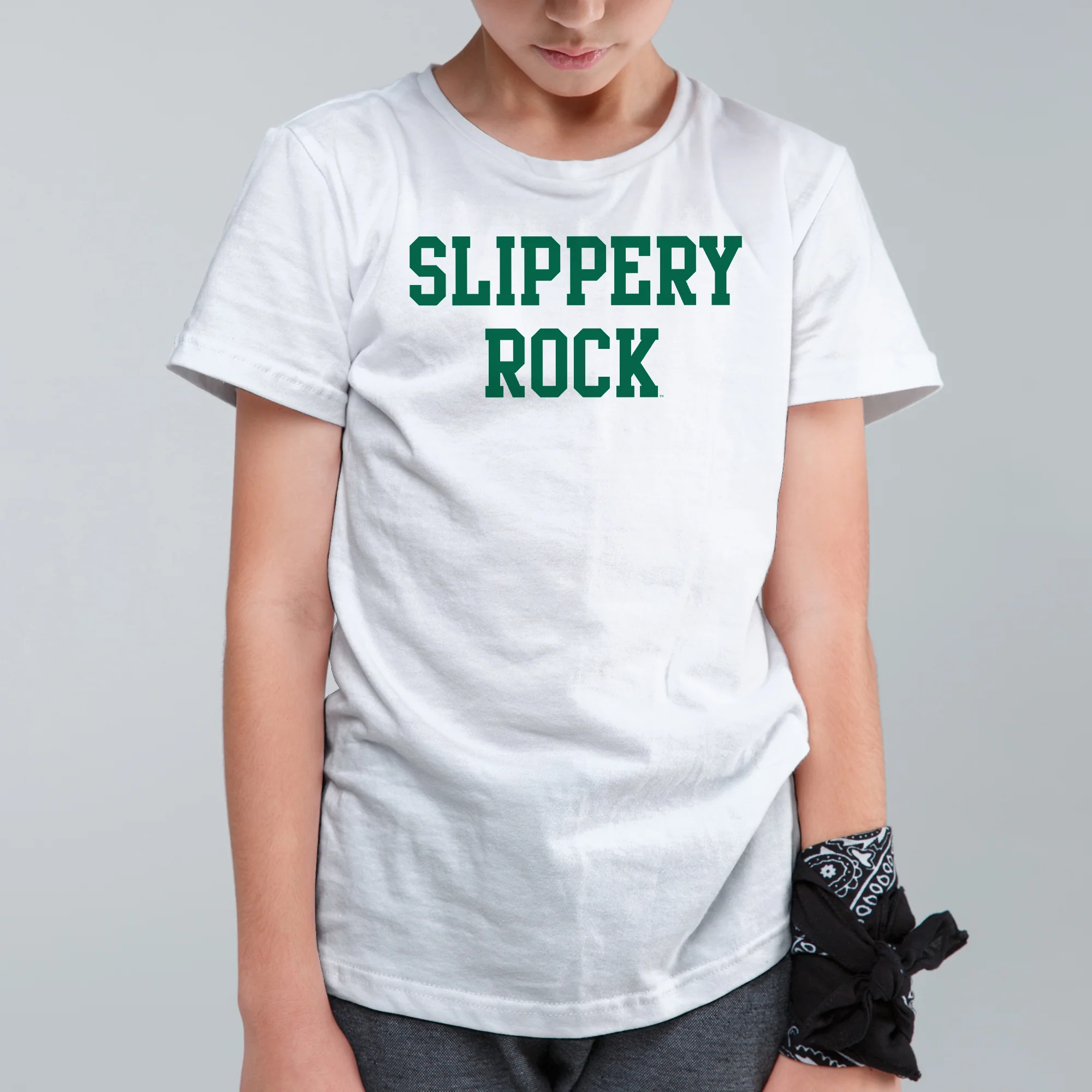 Slippery Rock University The Rock Basic Block Short Sleeve Youth T Shirt - White - Image 3