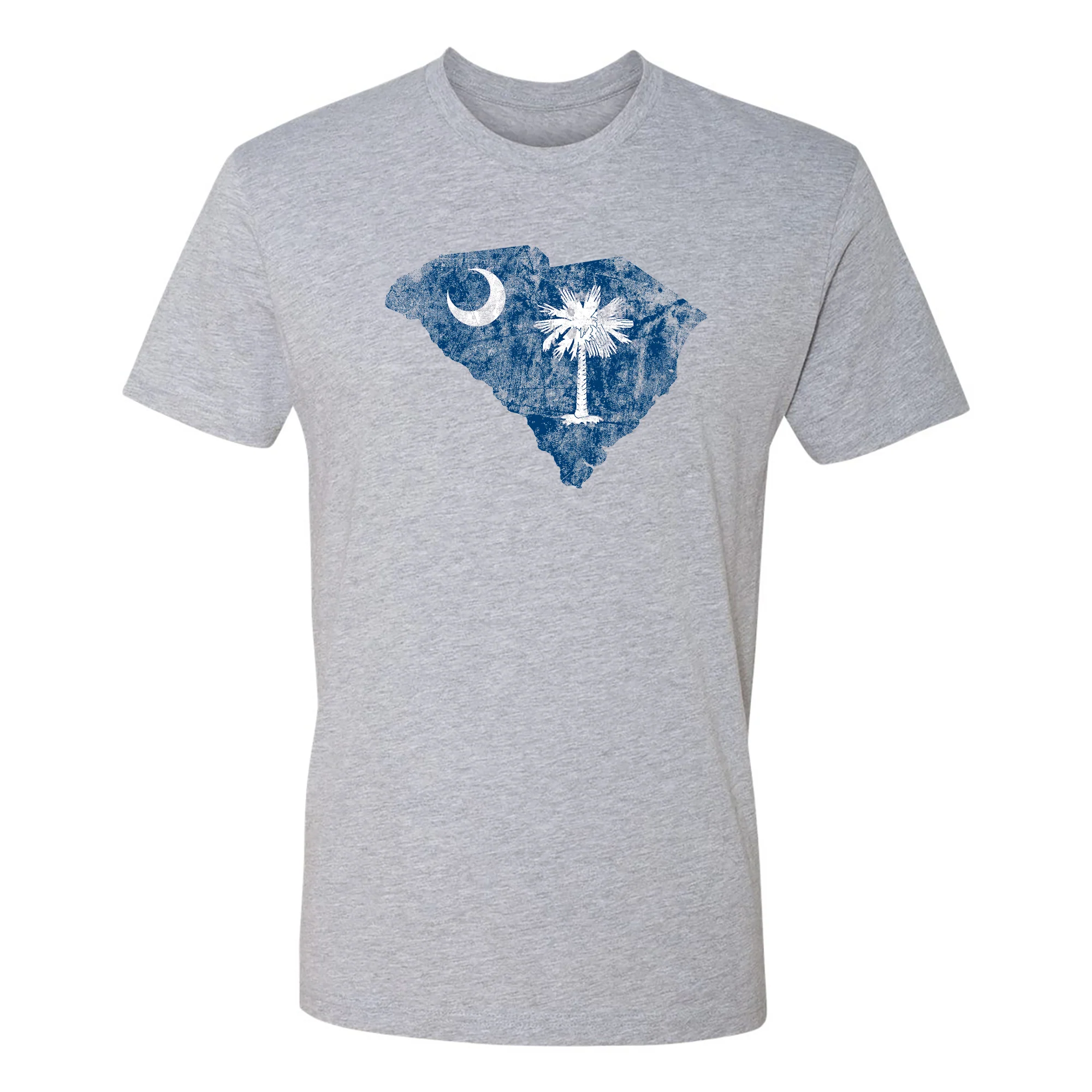 South Carolina Distressed State Flag Outline NLA T-Shirt - Heather Grey