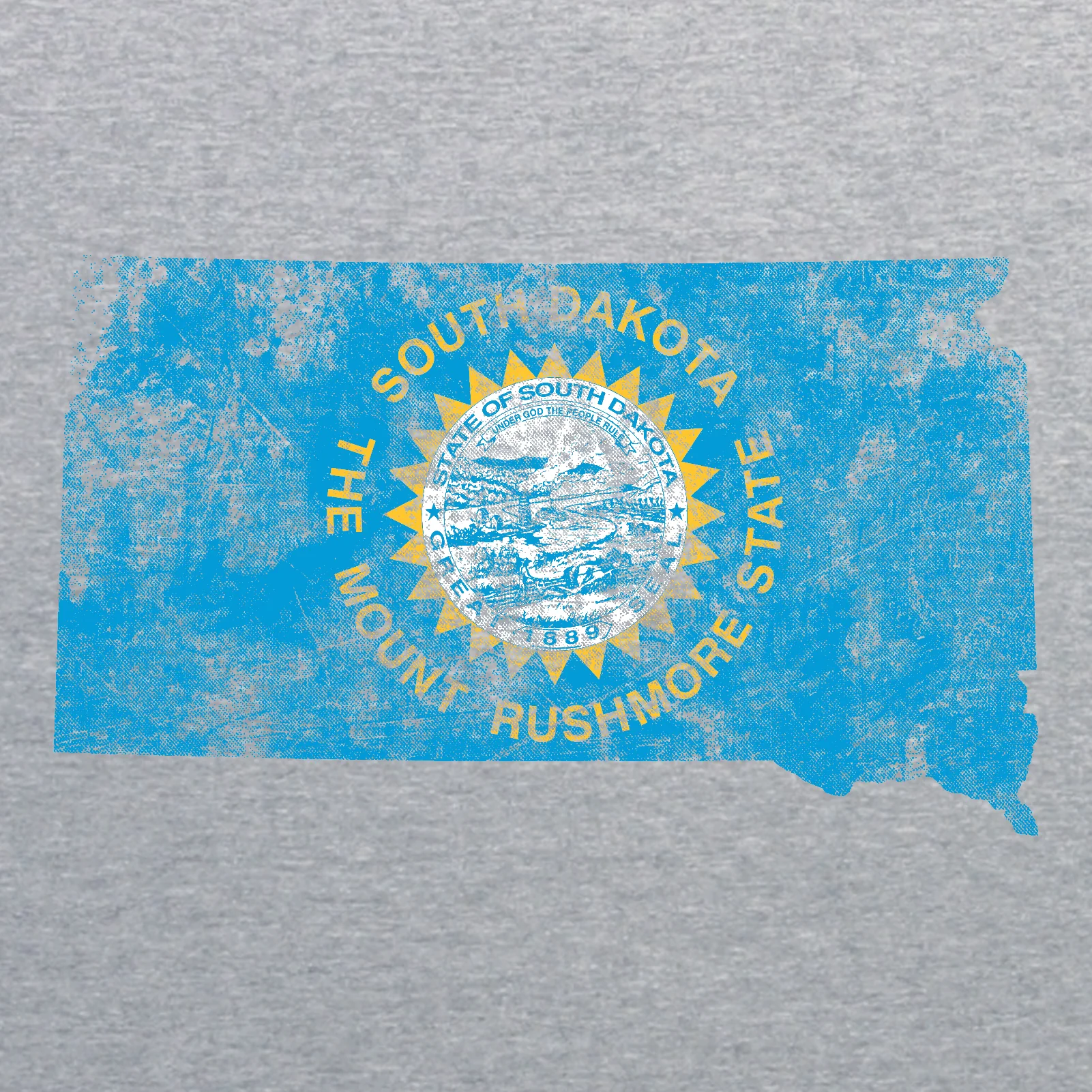 South Dakota Distressed State Flag Outline NLA T-Shirt - Heather Grey - Image 2