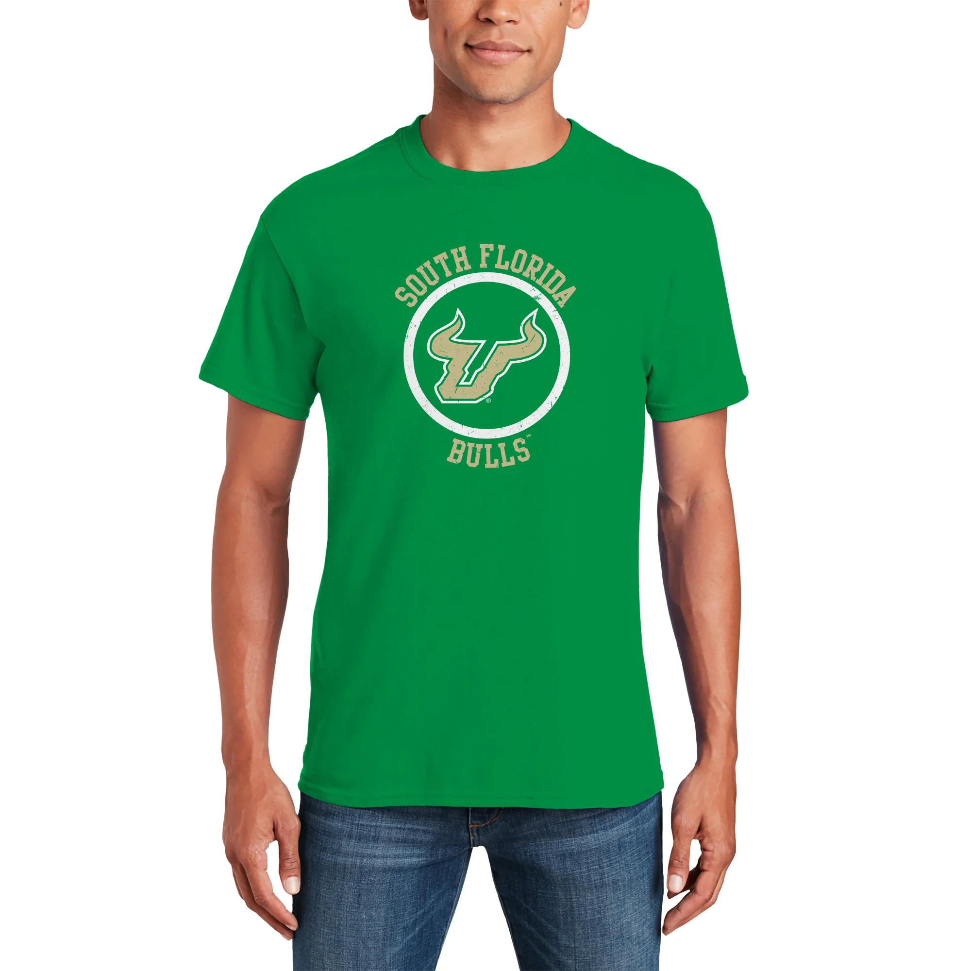 South Florida Bulls Distressed Circle Logo T-Shirt - Irish Green - Image 3