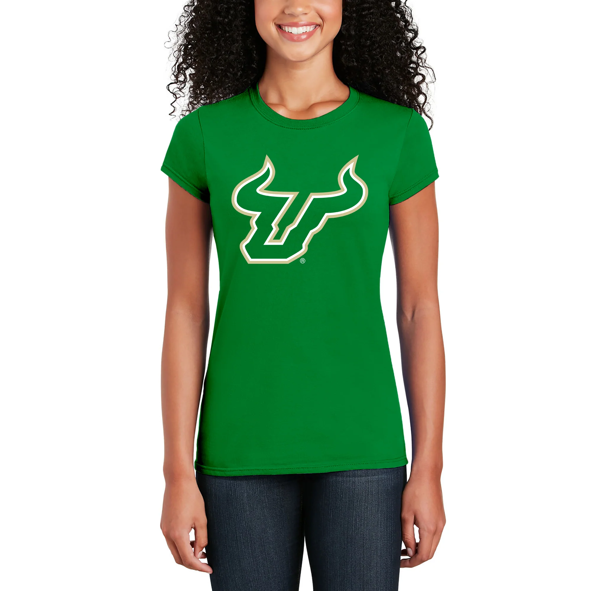 South Florida Bulls Primary Logo Women's T-Shirt - Irish Green - Image 4