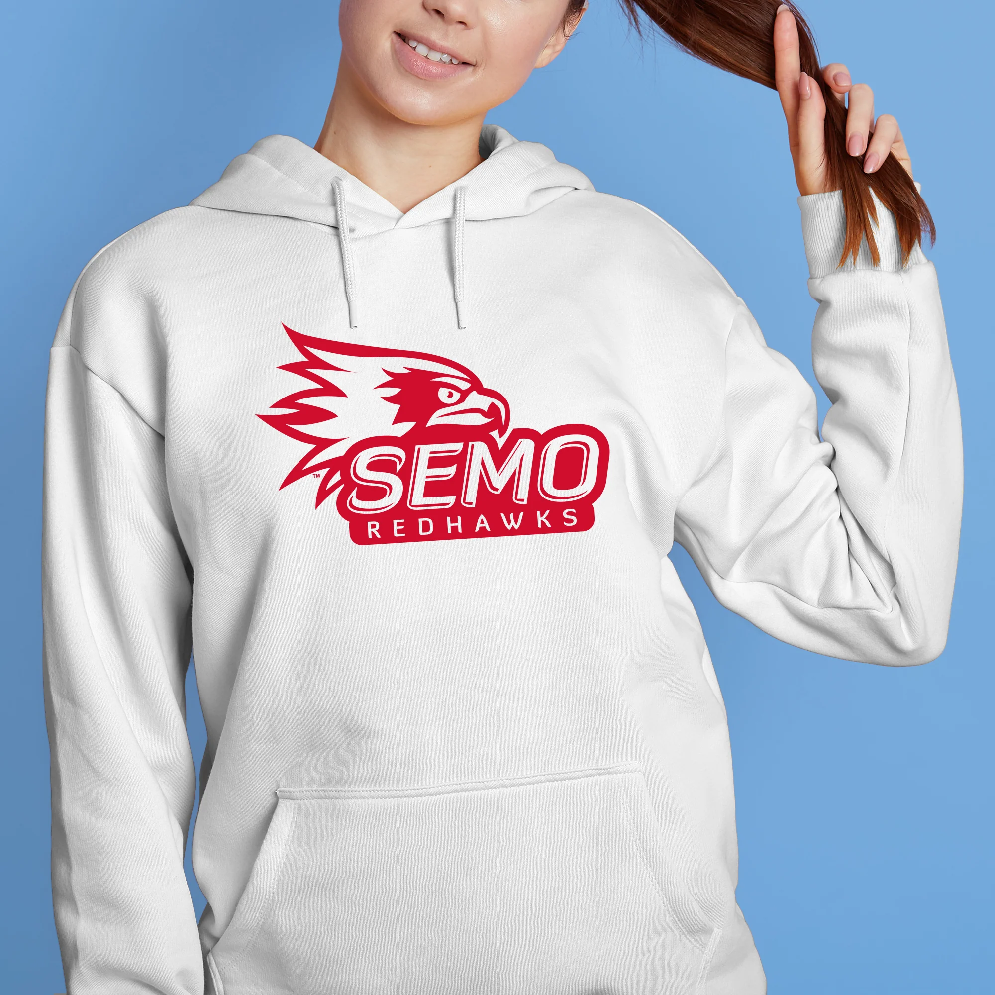 Southeast Missouri State University Redhawks Primary Logo Hoodie - White - Image 4