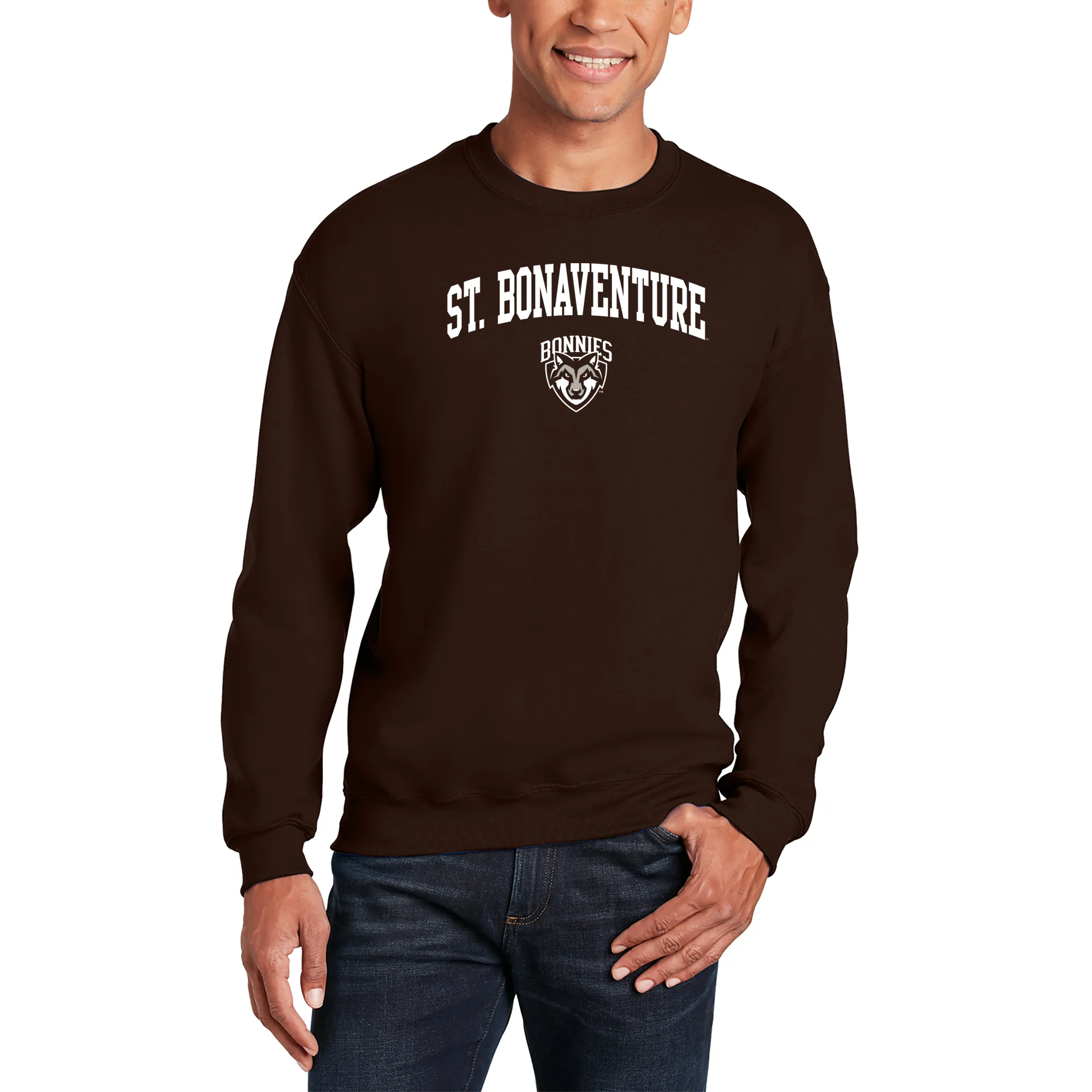 St. Bonaventure Bonnies Arch Logo Crewneck Sweatshirt - Dark Chocolate - Image 3