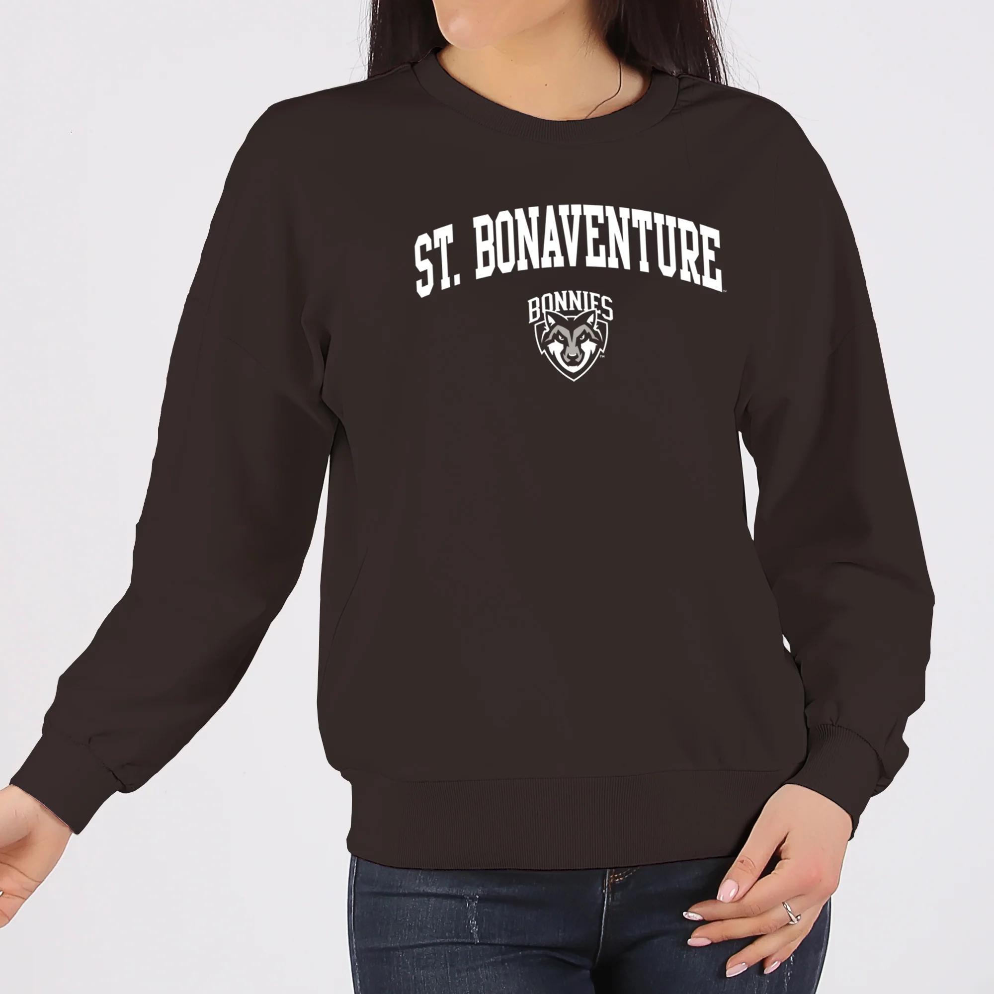 St. Bonaventure Bonnies Arch Logo Crewneck Sweatshirt - Dark Chocolate - Image 4