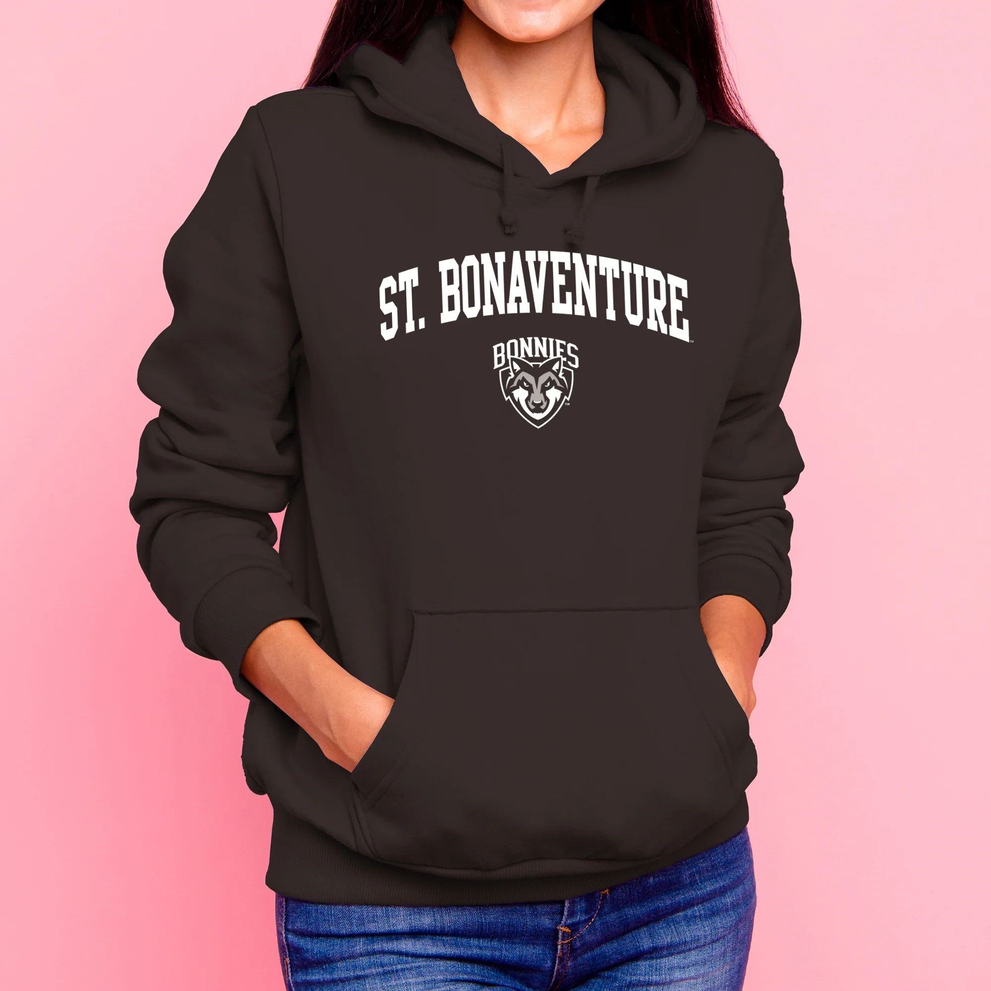 St. Bonaventure Bonnies Arch Logo Hoodie - Dark Chocolate - Image 4